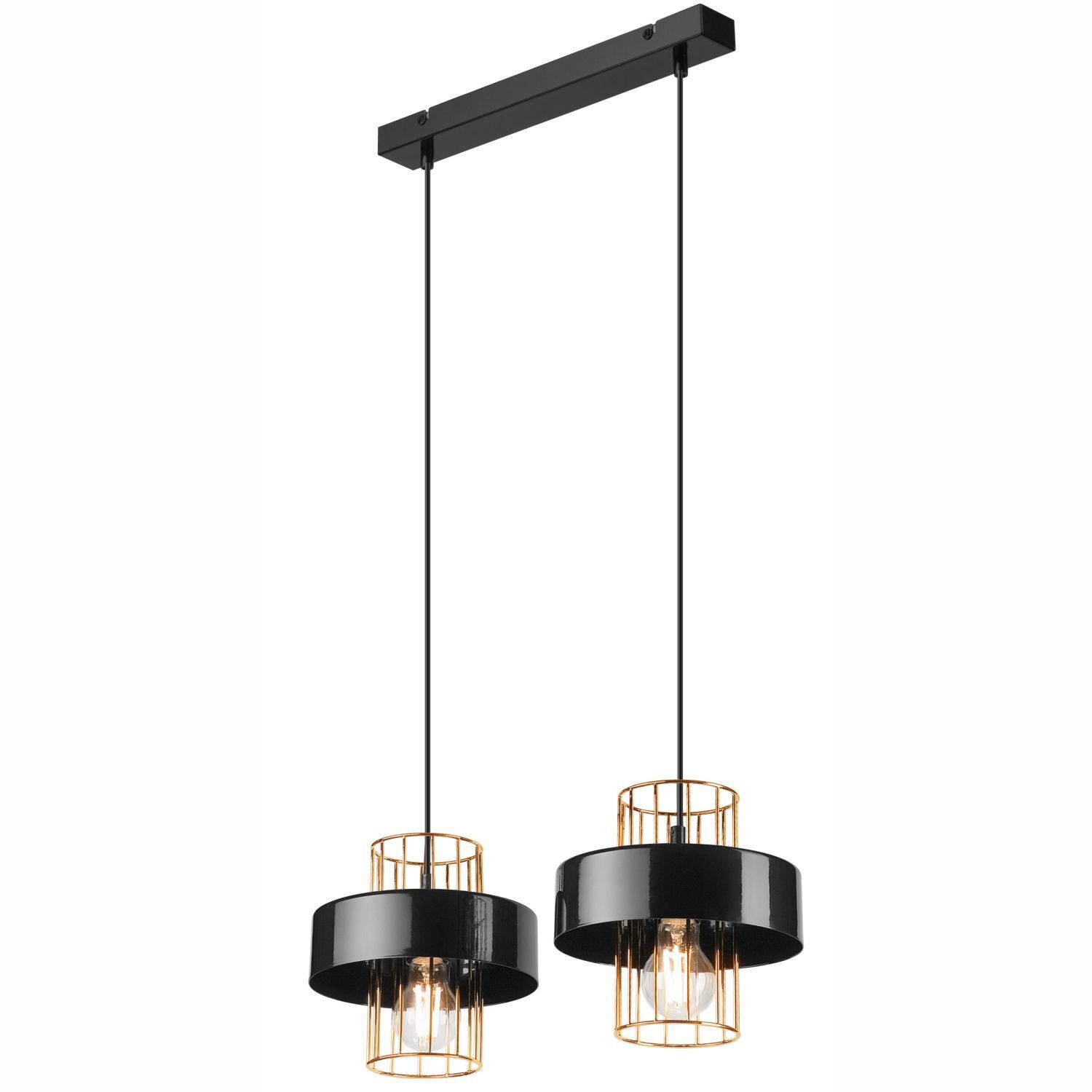 Suspension Noir Or L : 40 cm Métal 2 flammes E27