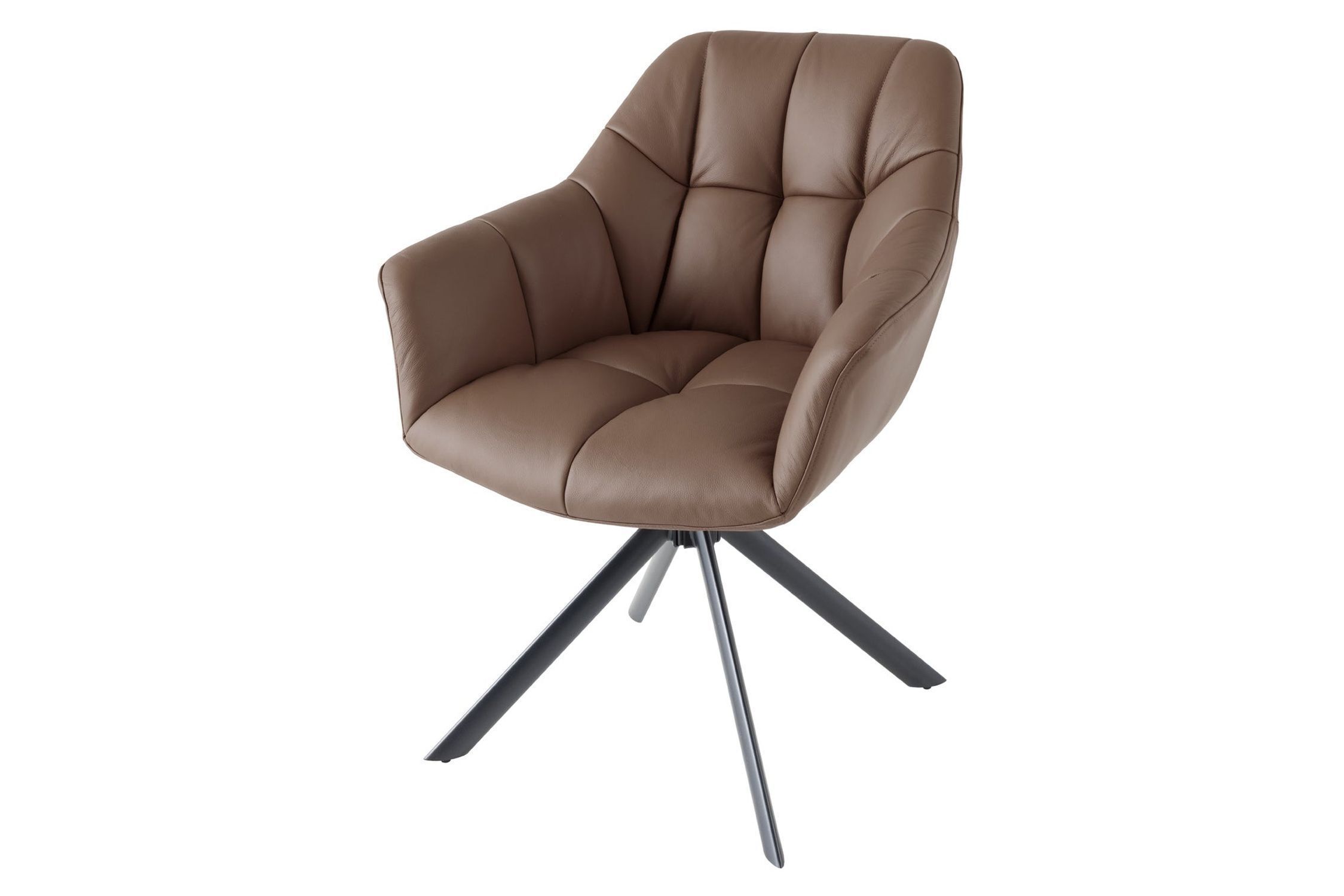 Chaise de bureau cuir métal L : 65 cm sans roulettes en marron noir