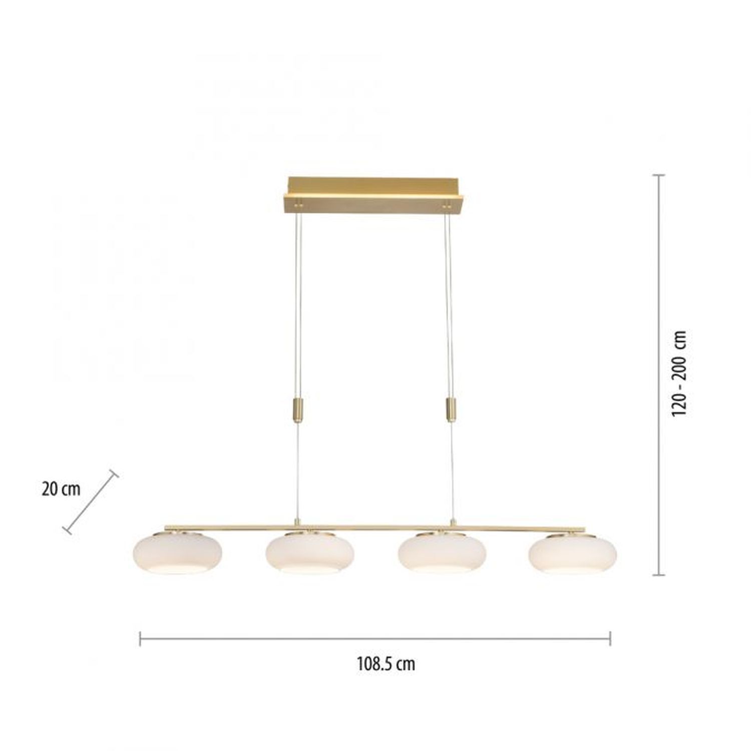 LED Hängelampe Glas 108 cm Fernbedienung in Messing Leuchte, Lampe