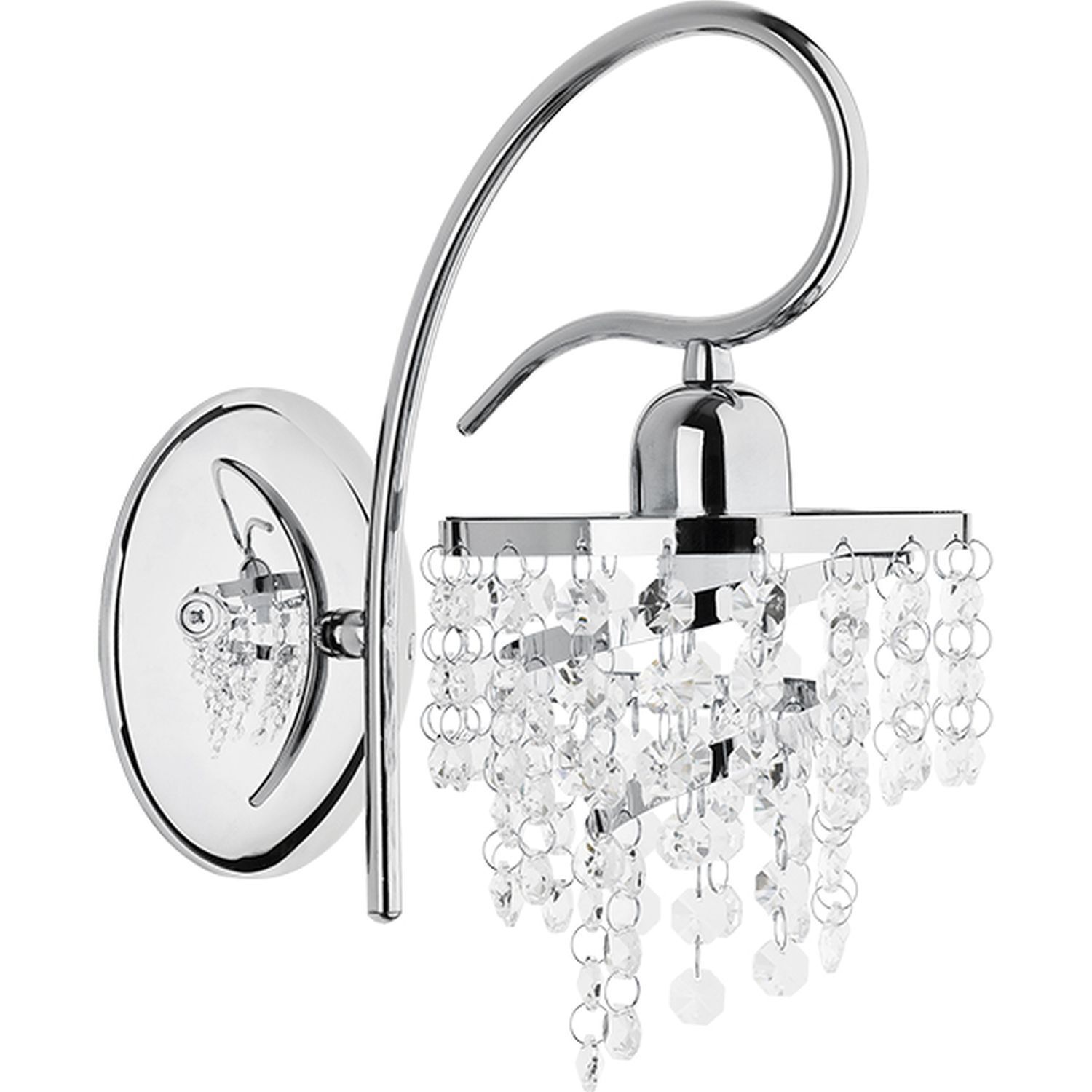 Wandleuchte Metall E14 H: 26 cm Chrom Modern Kristall