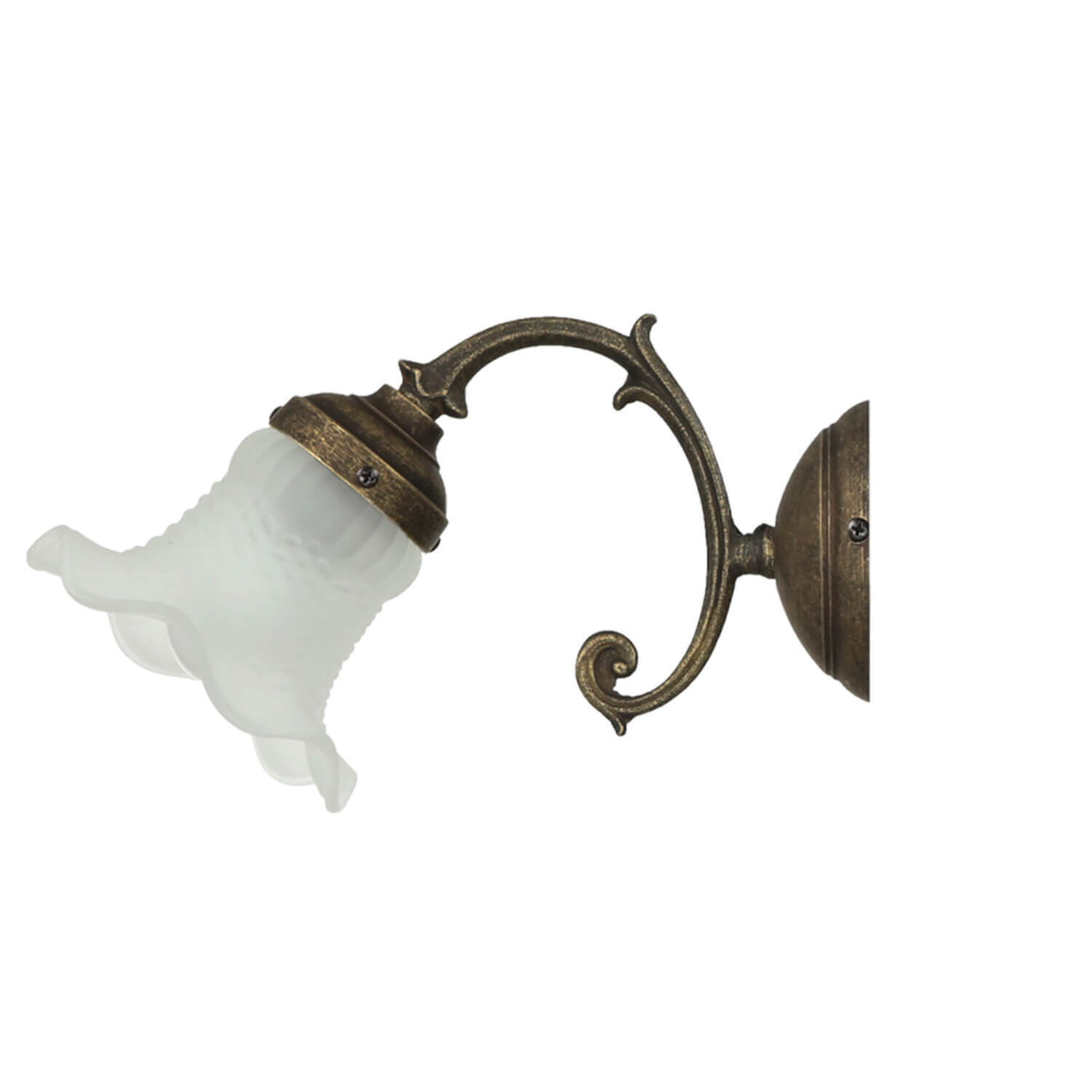 Wandleuchte Weiß Glasschirm Vintage Ricciolo Bronze, Leuchte, Lampe