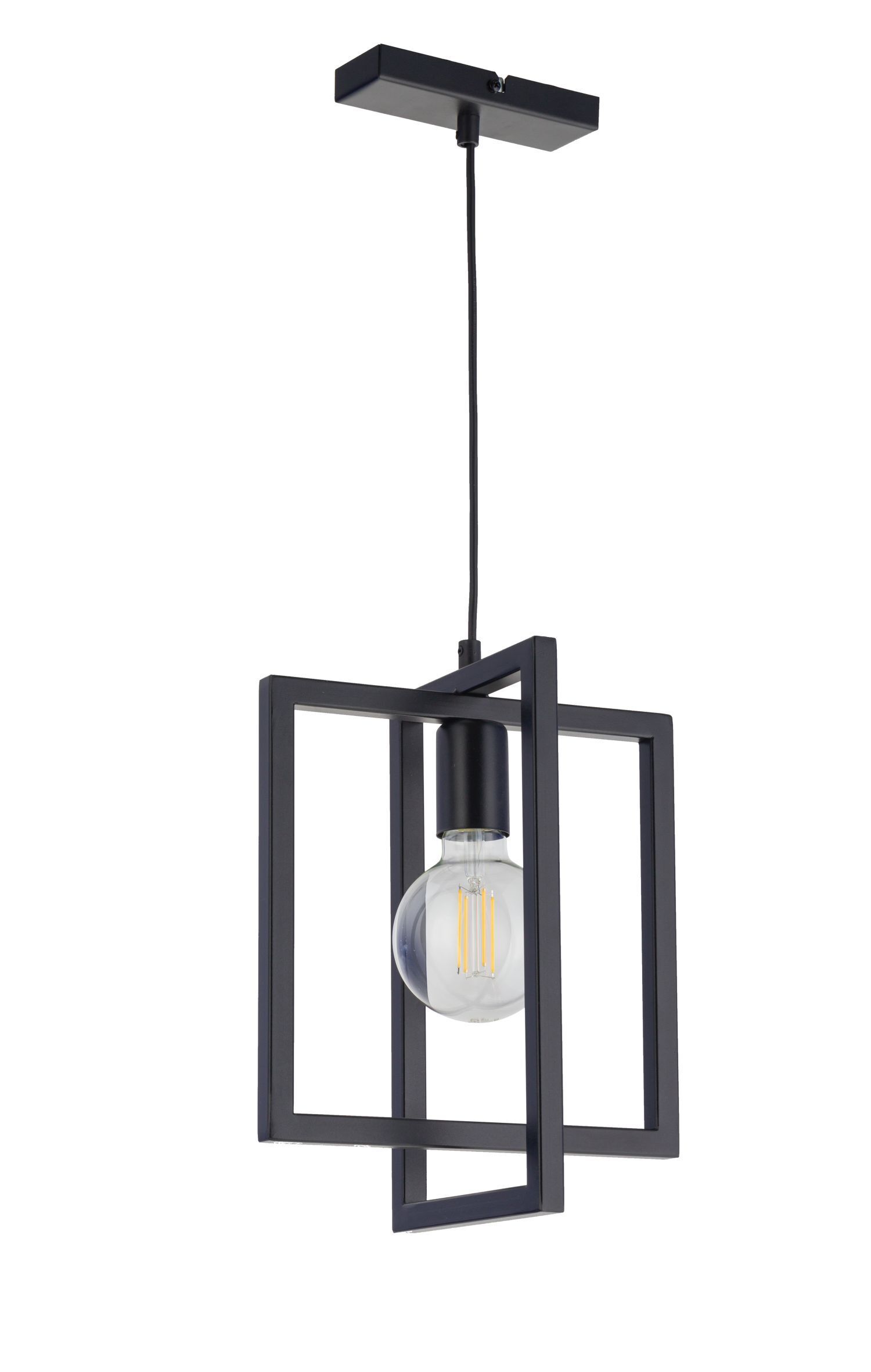 Lampe à suspendre en métal noir jusqu'à 0,8 m suspendue E27 élégante