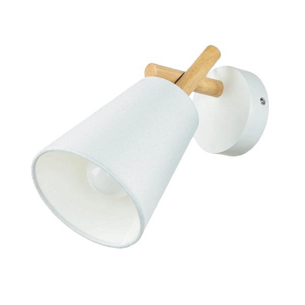 Wandleuchte, Lampe, Wandbefestigung, Holzakzent, weiß
