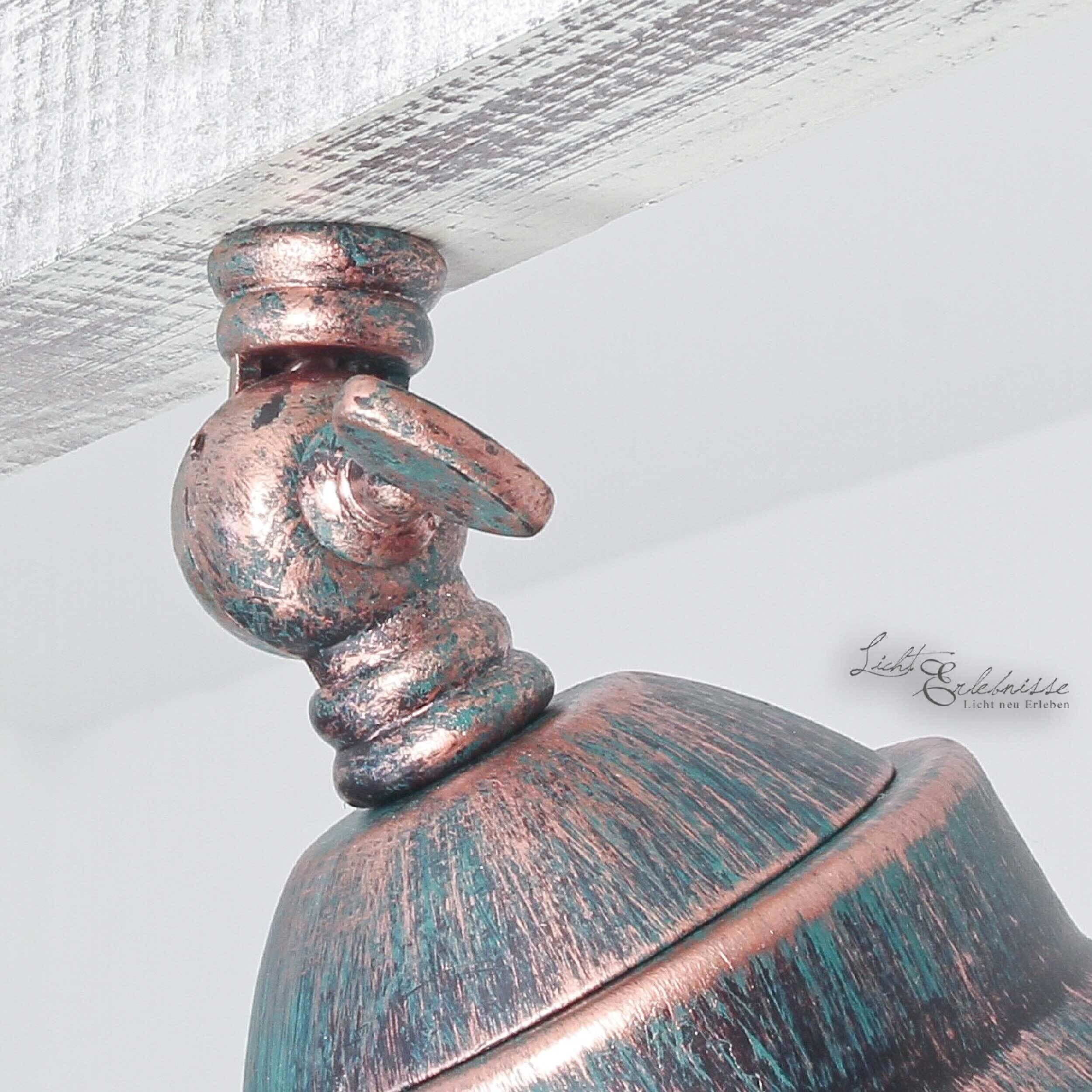 Spot de plafond 3 flammes E27 métal bois shabby Bronze