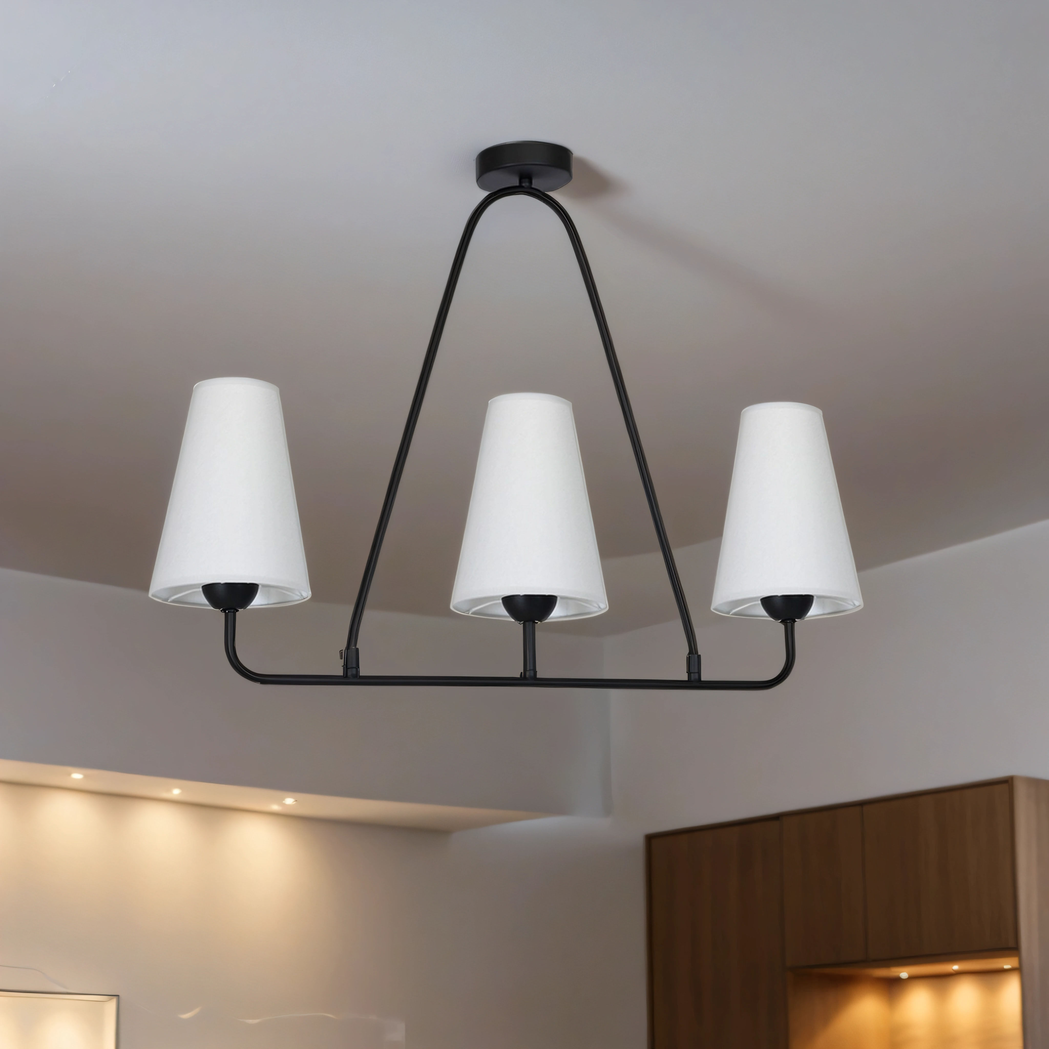 Plafonnier Gris Noir 90 cm de large 3x E27 Lampe, Kronleuchter, Leuchte, Deckenleuchte