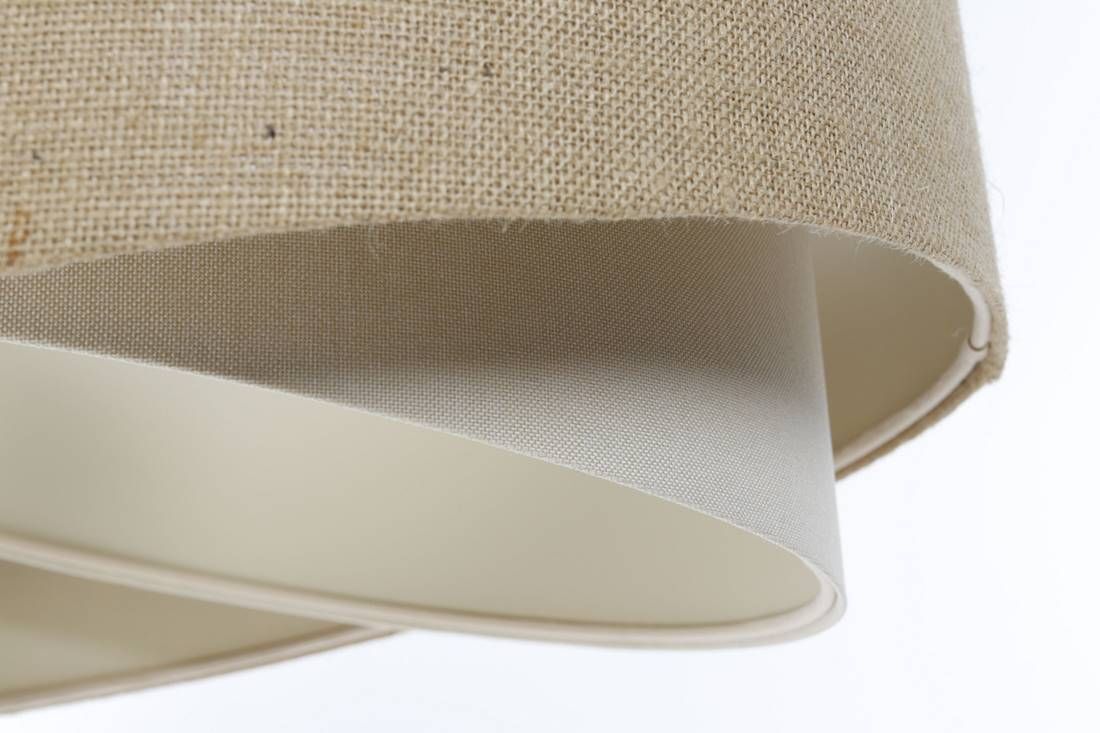 Suspension Tissu Naturel Crème E27 ronde D : 60 cm Boho