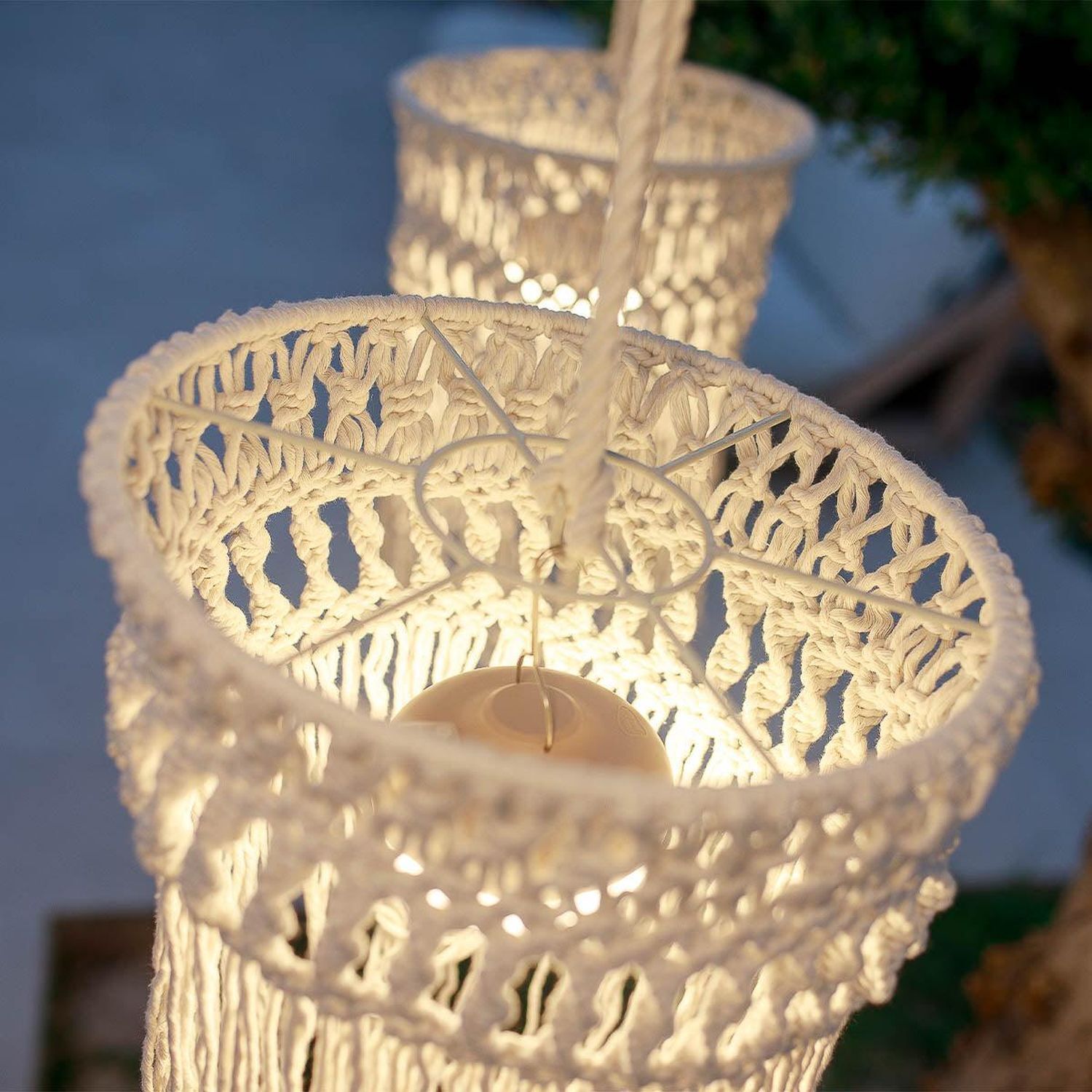 Suspension extérieure sans fil LED Akku IP54 Ø 30cm Beige 2700K Kunst, Kunsthandwerk, Lampe, Kronleuchter