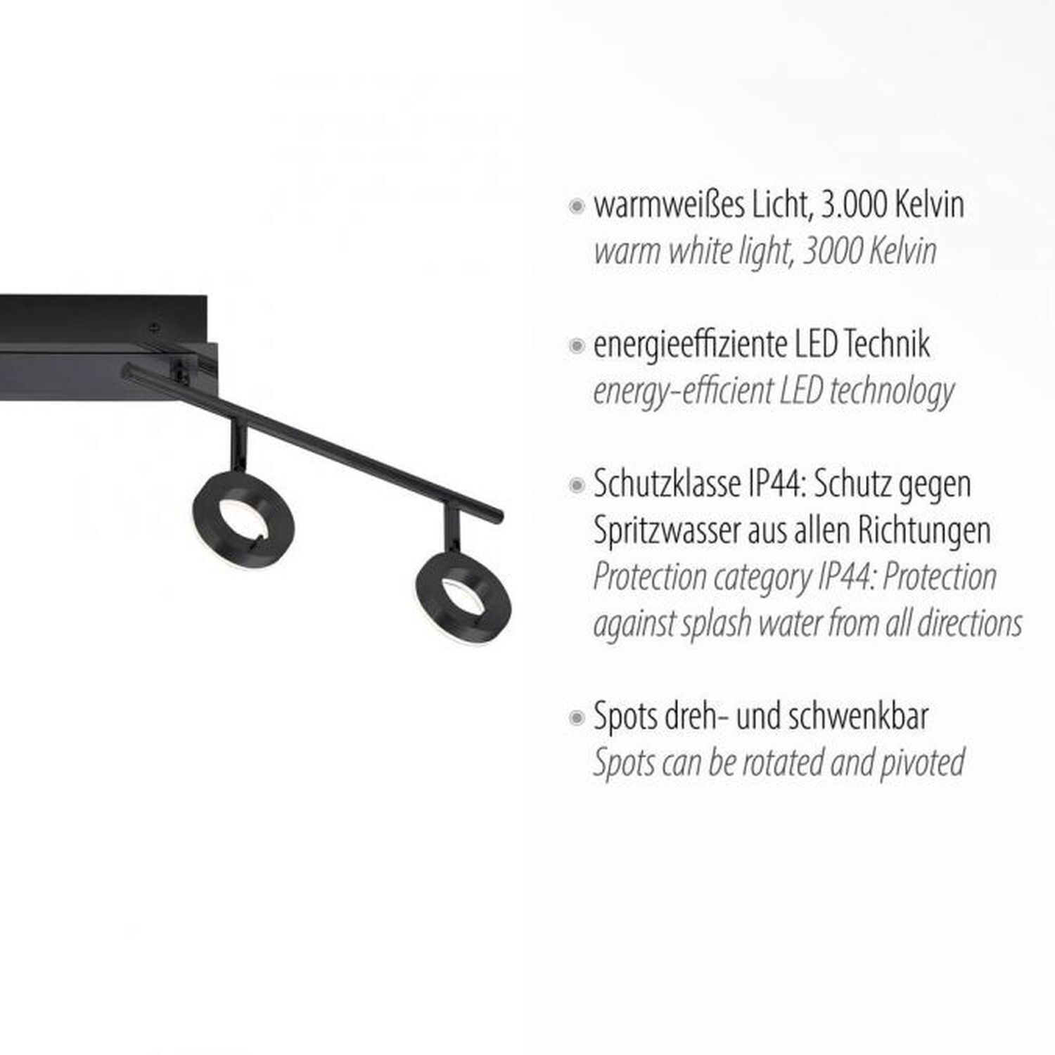 Spot de plafond flexible à LED anthracite IP44 94 cm 26 W