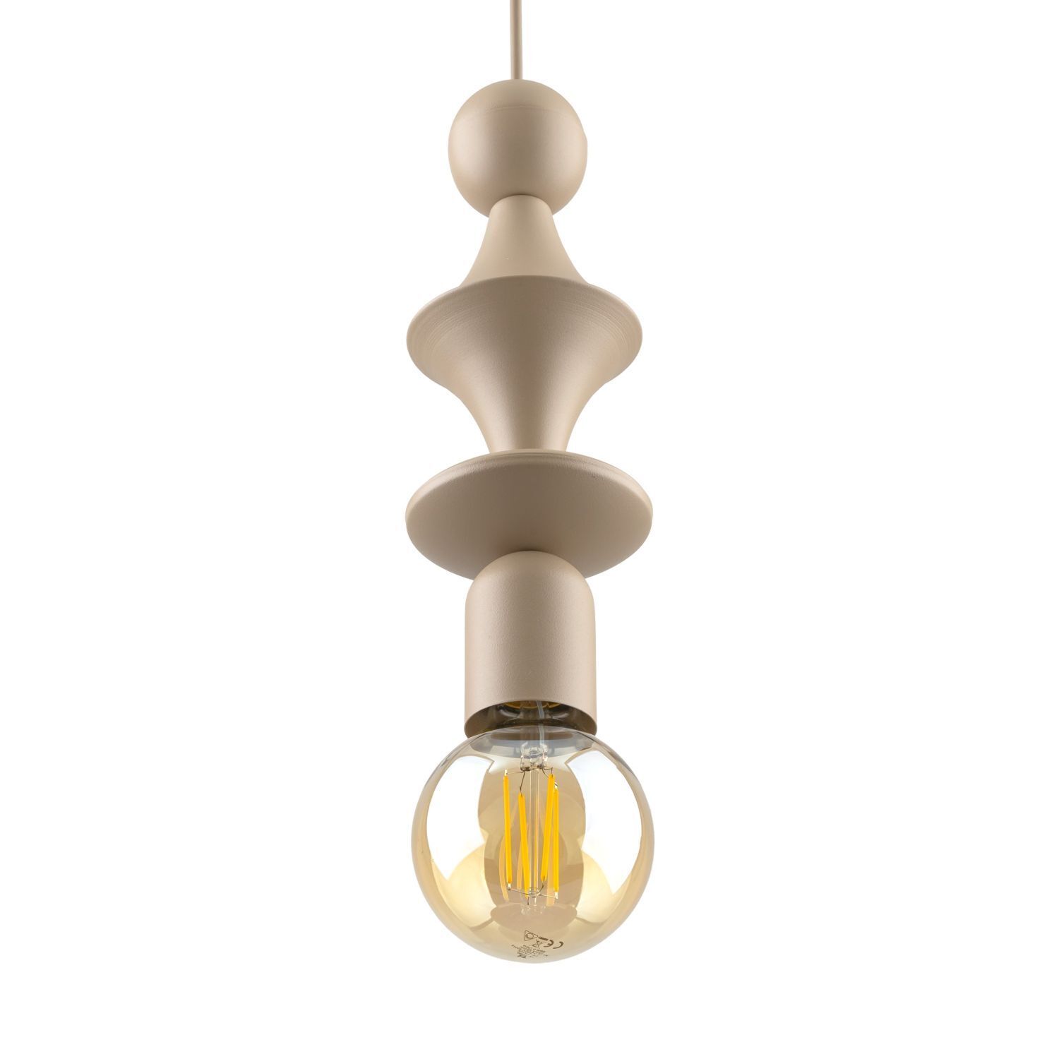 Suspension Gris sable Métal Ø10 cm E27 minimaliste