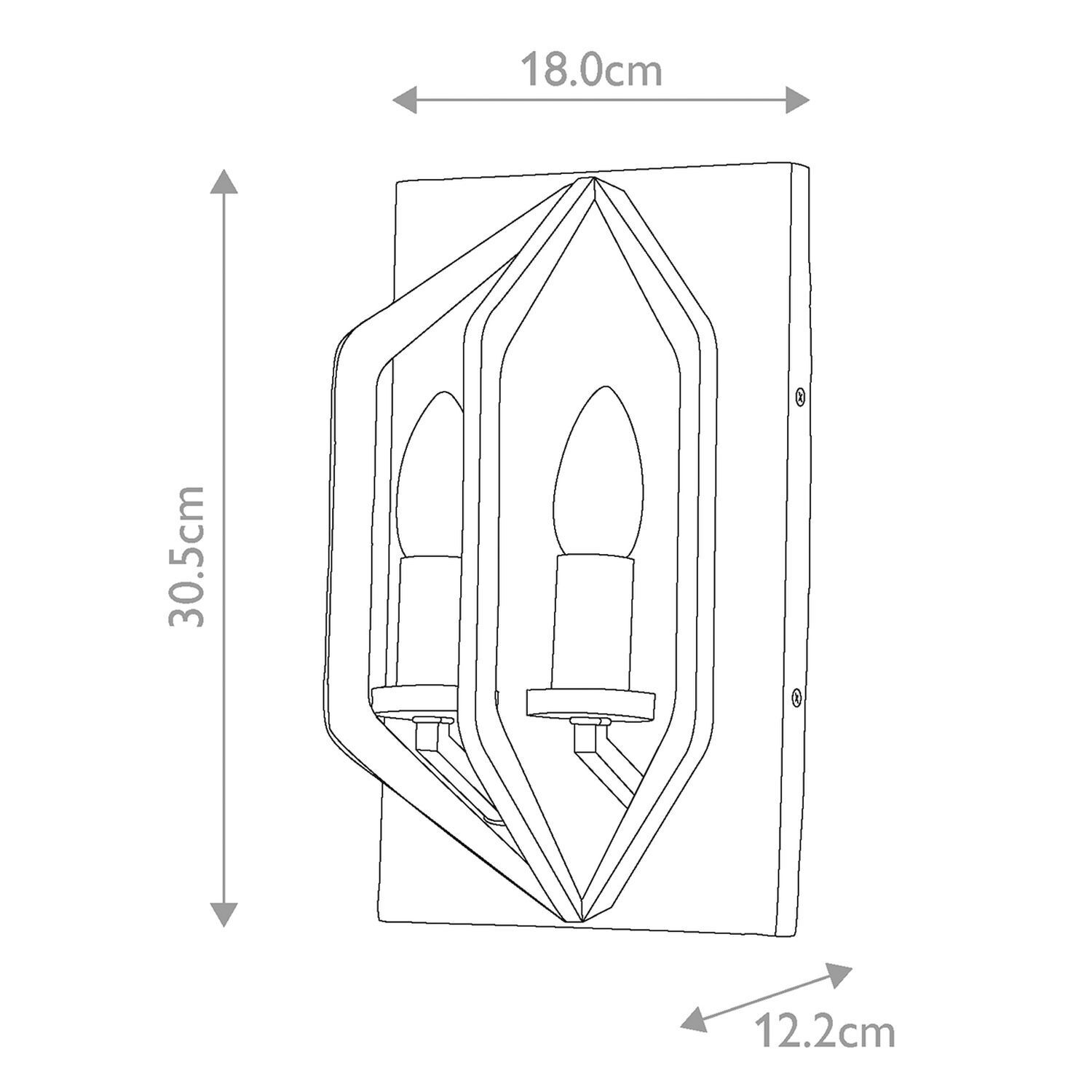 Applique Noir Antique H : 30,5 cm 2x E14 Rustique