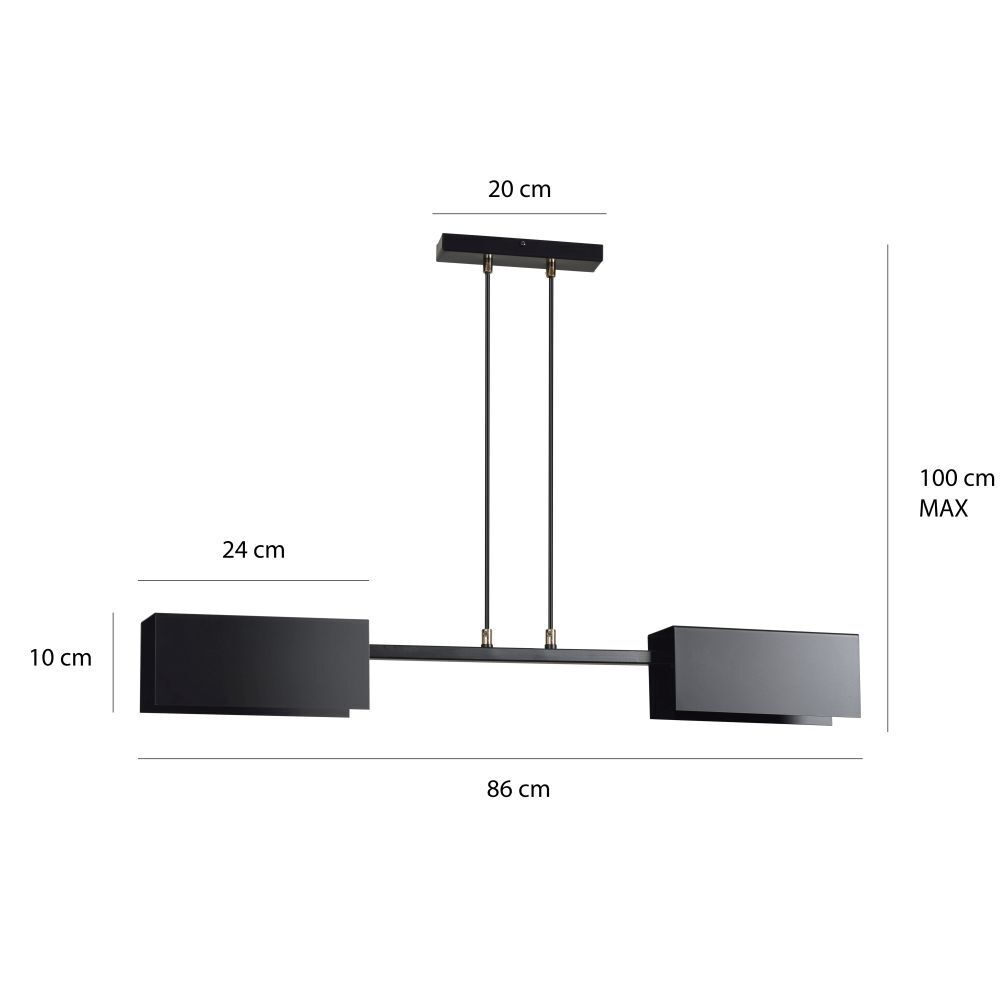 Lampe à suspendre métal noir 2x E27 réglable salle à manger