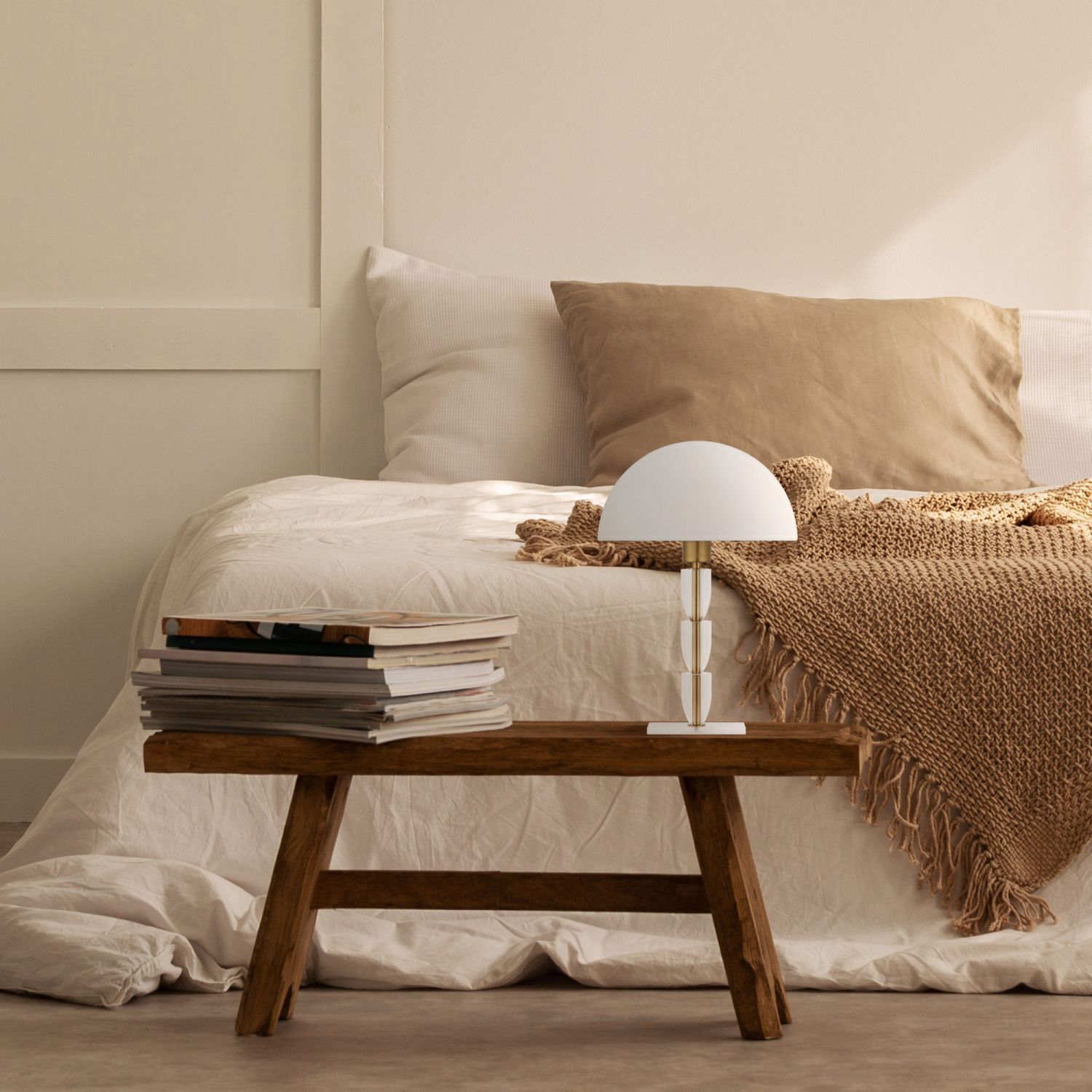 Lampe de chevet métal tissu E27 47 cm de haut ronde ROSA Kissen, Dekoration für Zuhause, Innenarchitektur, Kopfkissen, Mobiliar