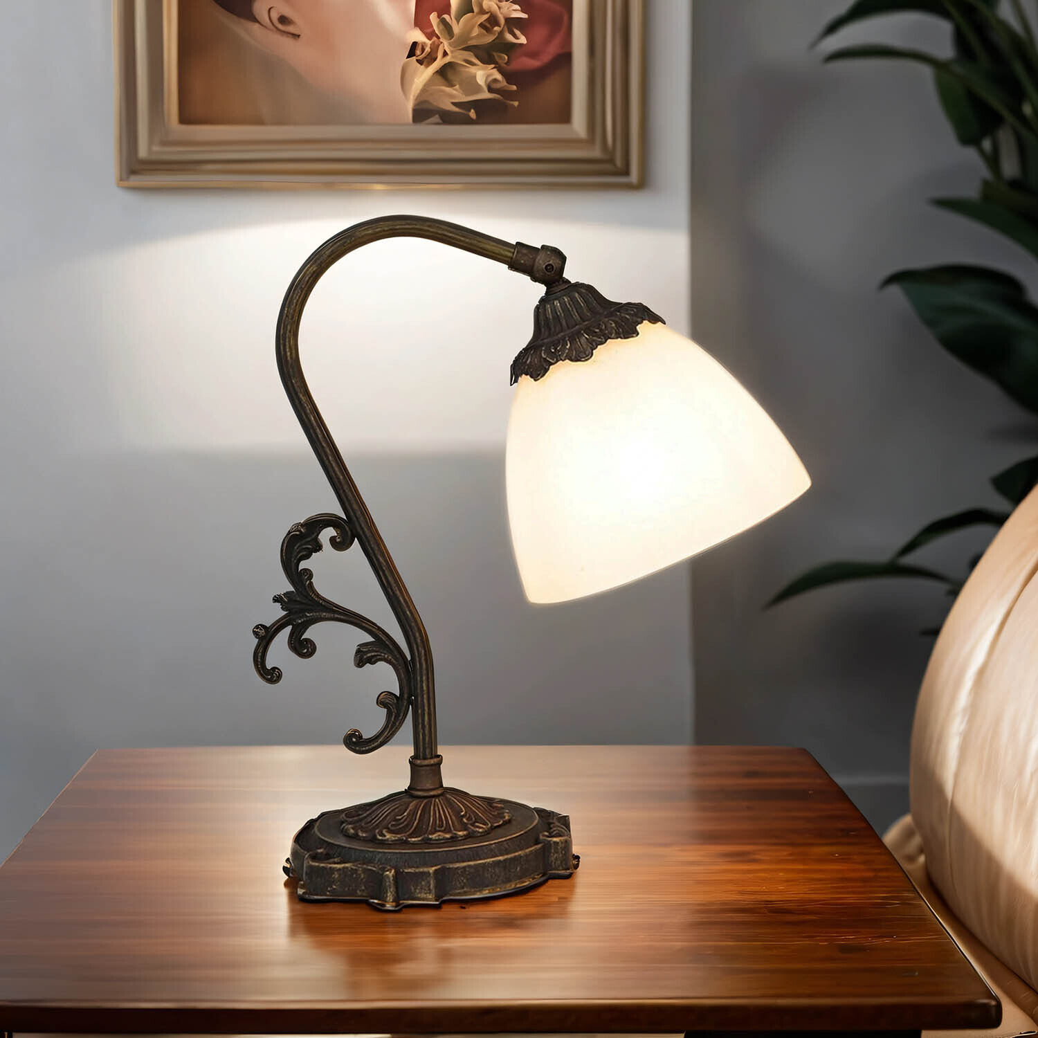 Lampe de chevet blanc laiton