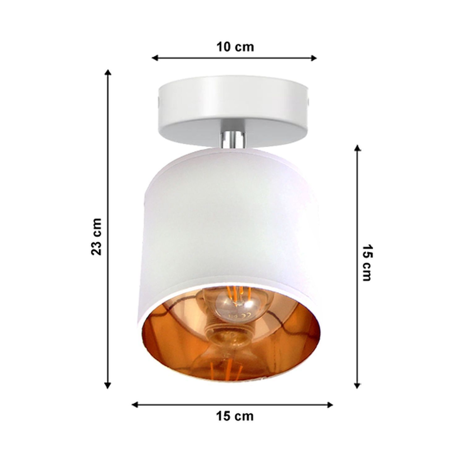 Spot de plafond flexible tissu E27 faible éblouissement blanc or