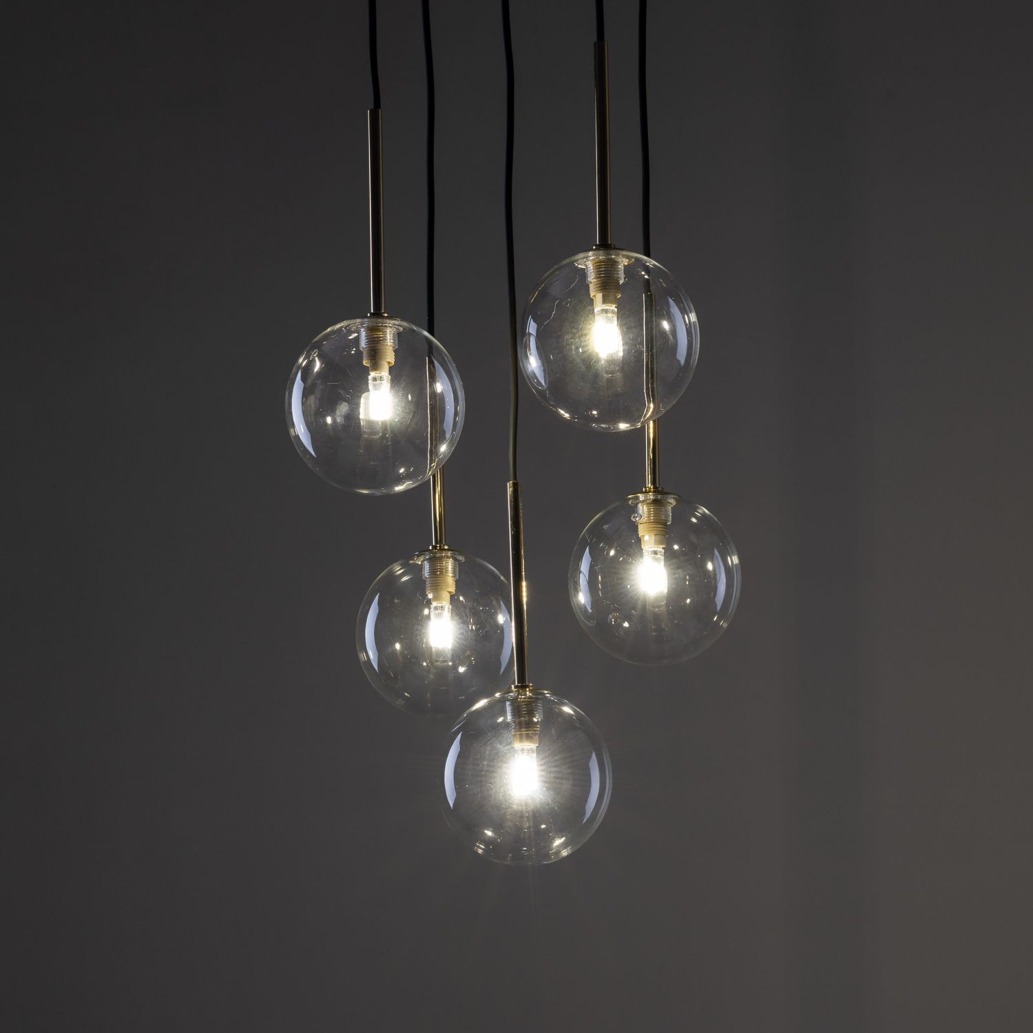 Lampe à suspendre verre métal Ø 35 cm 5 flammes G9 réglables