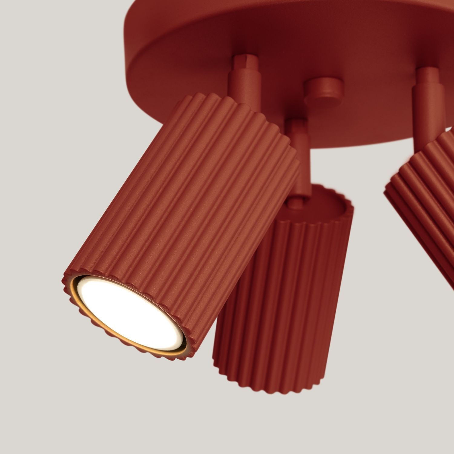 Projecteur de plafond 3 flammes Ø 19,5 cm petit orientable rouge GU10