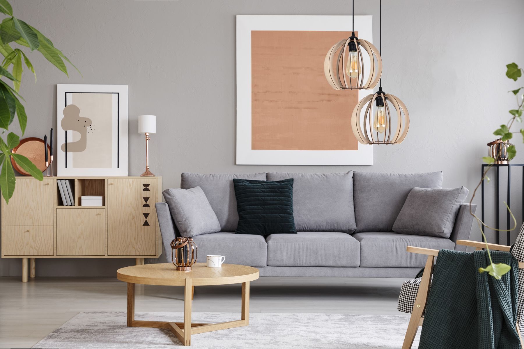 sofa, wohnzimmer, grau, kissen, couchtisch