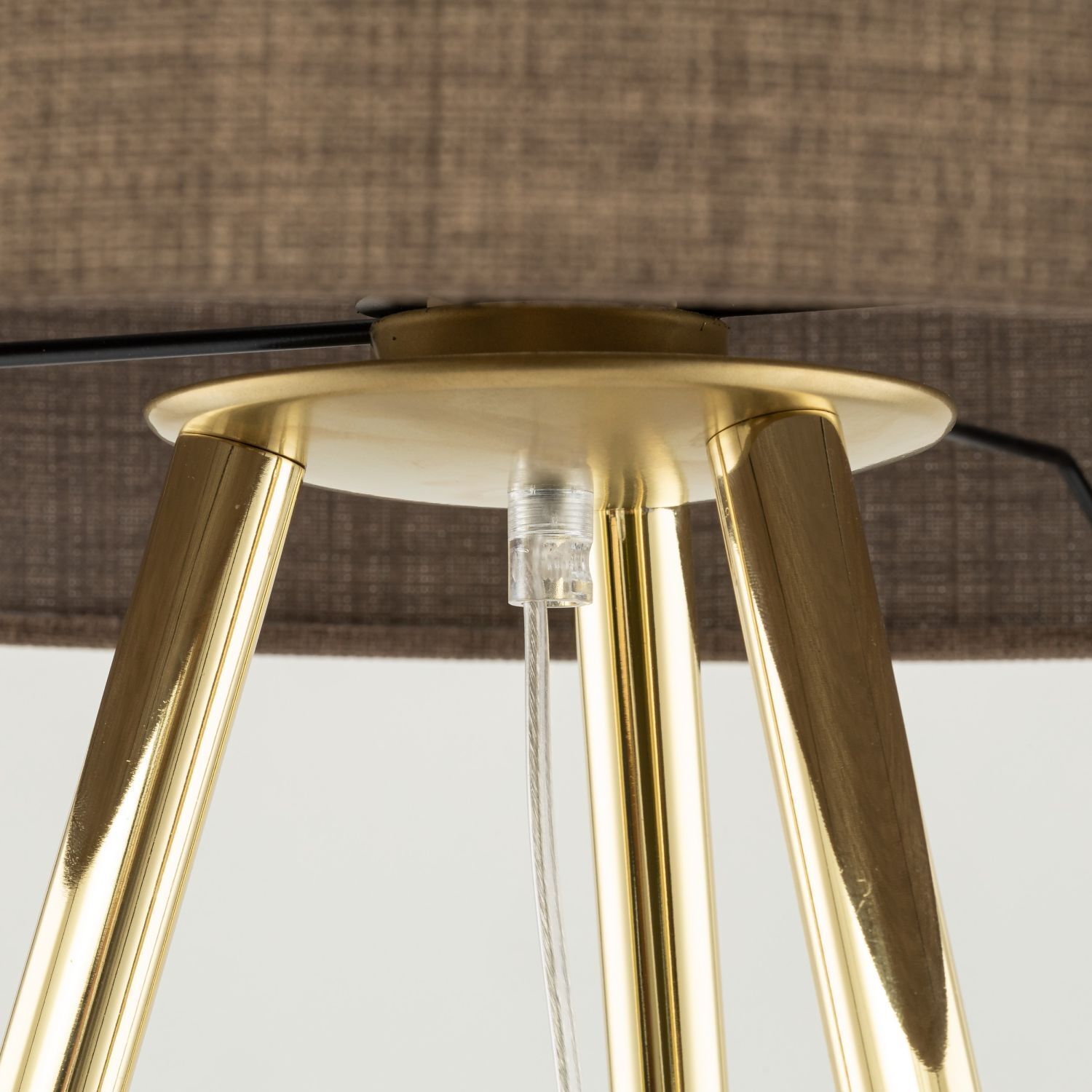 Lampadaire Trépied 160 cm Tissu Métal doré Marron E27 Moebel, Lampe