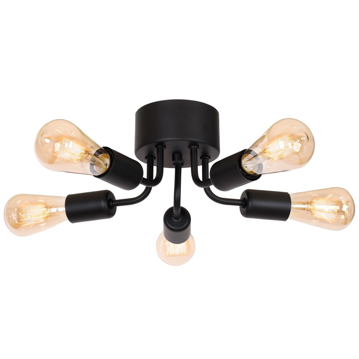 Plafonnier Métal Noir Rétro Ø30 cm plat