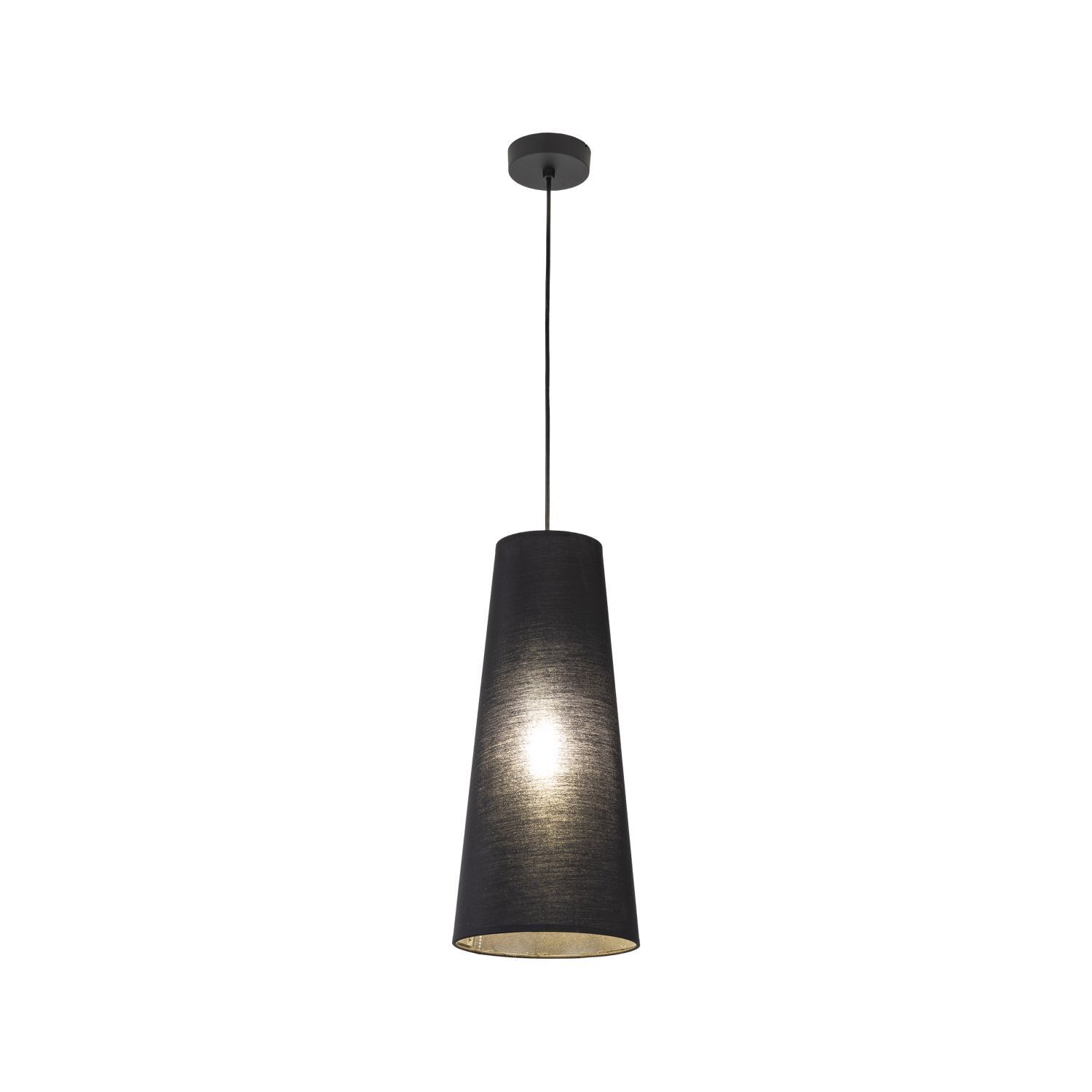Suspension Noir Ø 20 cm H : max. 180 cm Tissu E27 Lampe