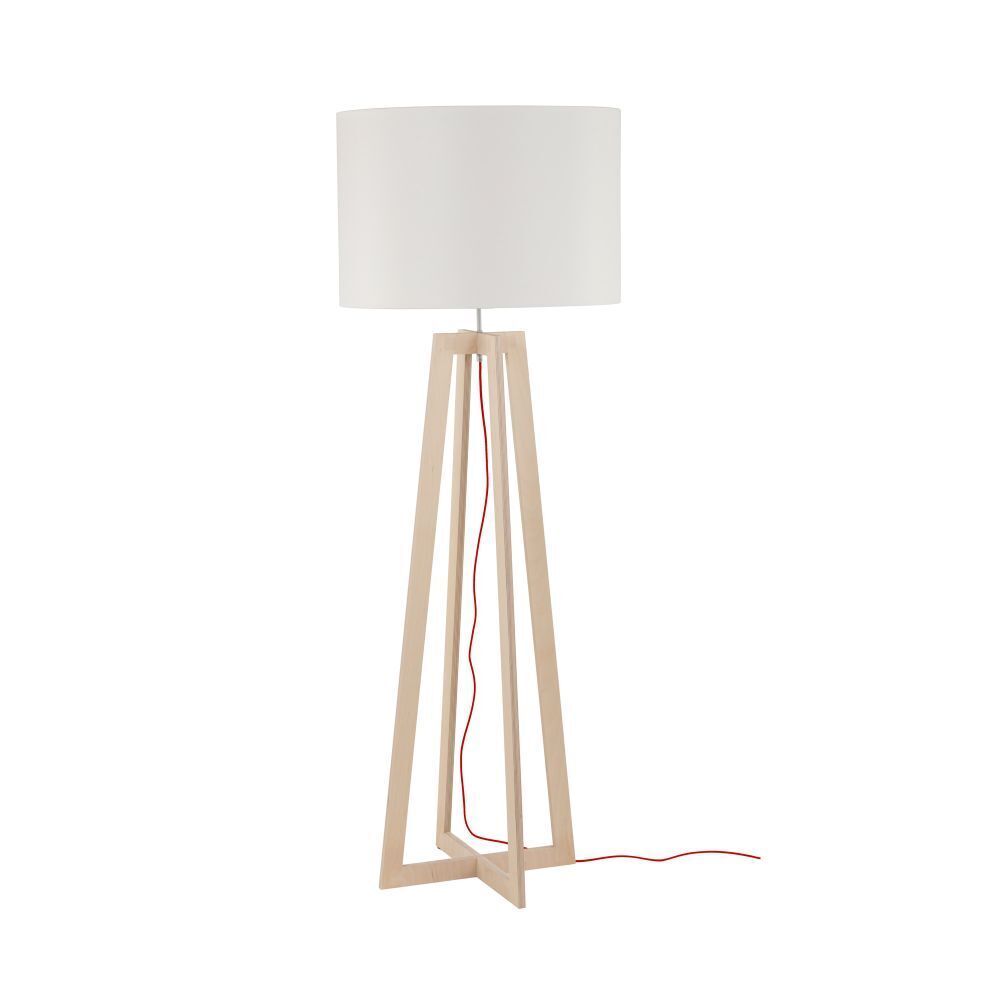 Lampadaire Tissu Bois 167cm Scandinave E27