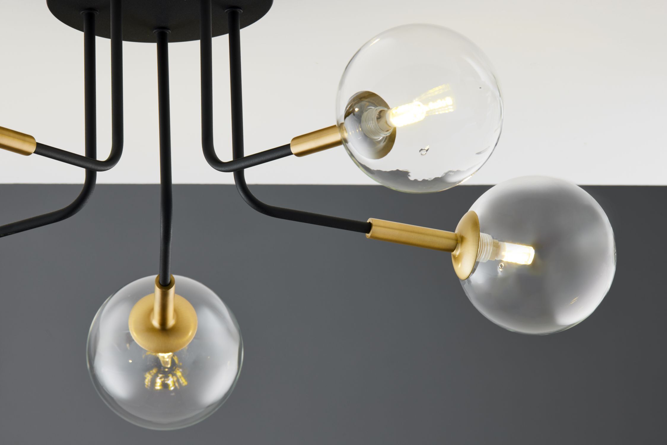 Plafonnier 5 flammes métal verre noir or G9 Lampe, Kronleuchter, Licht, Beleuchtung