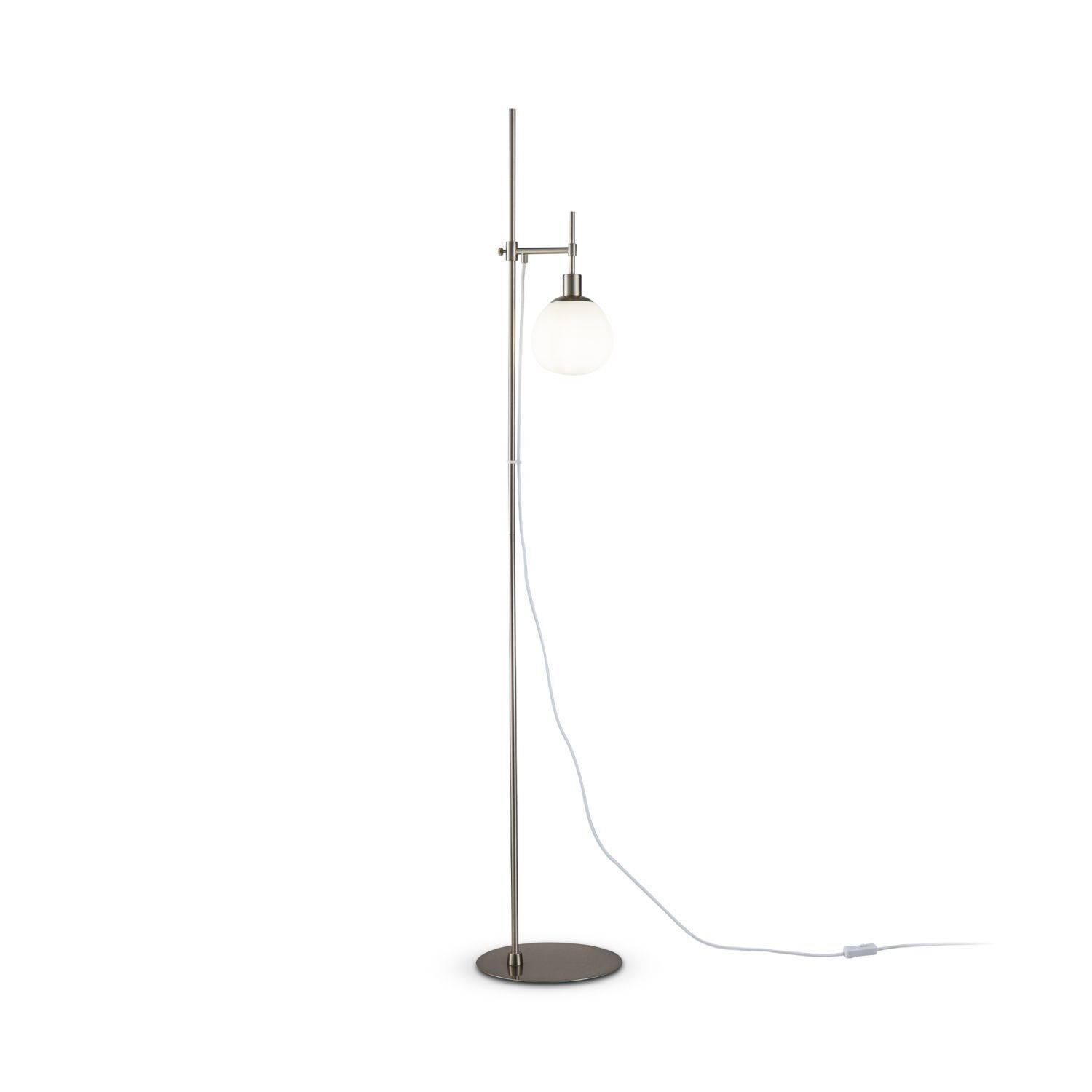 Lampadaire Métal Verre 155 cm Nickel Blanc E14 Moderne