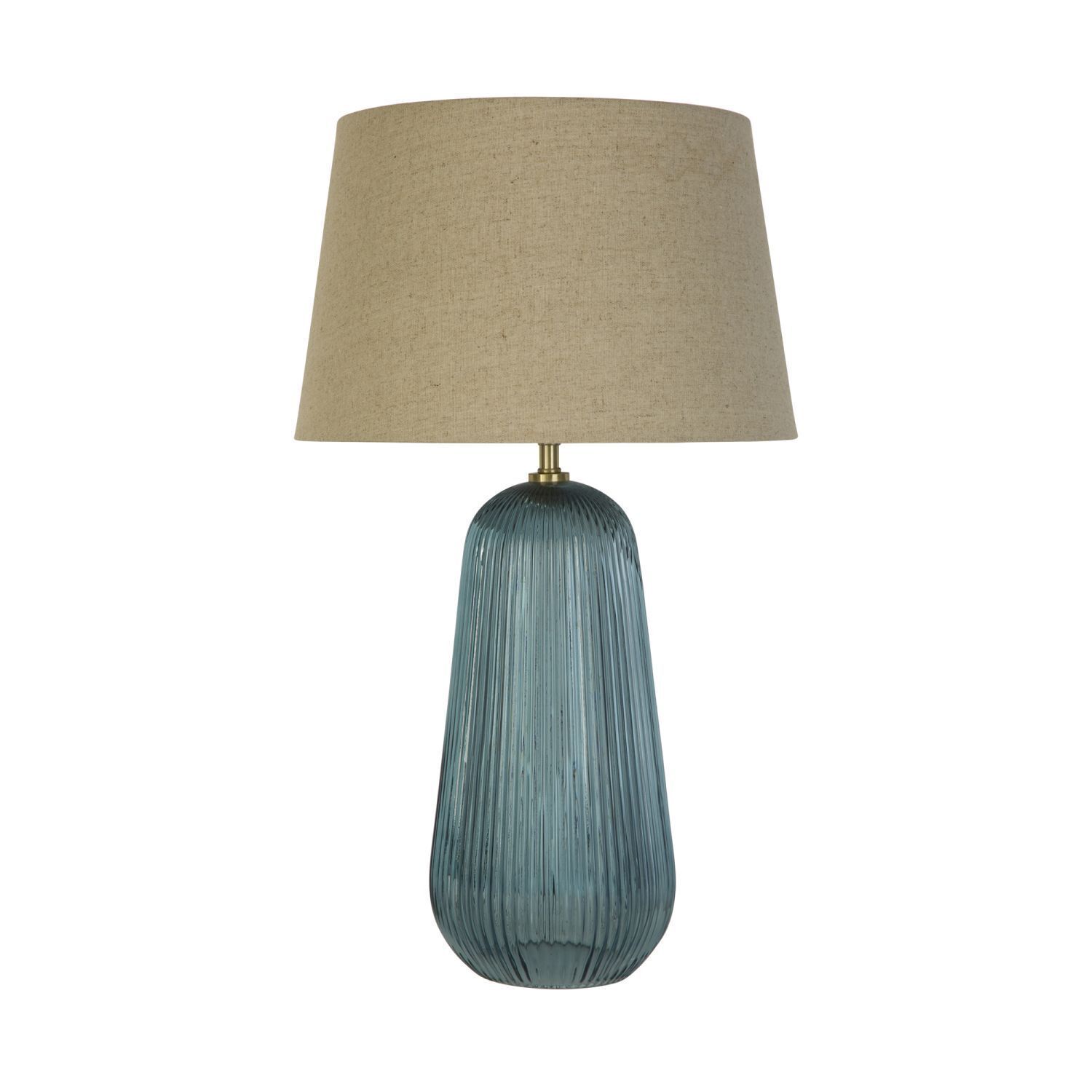 Lampe de table tissu verre E27 37 cm bleu naturel confortable