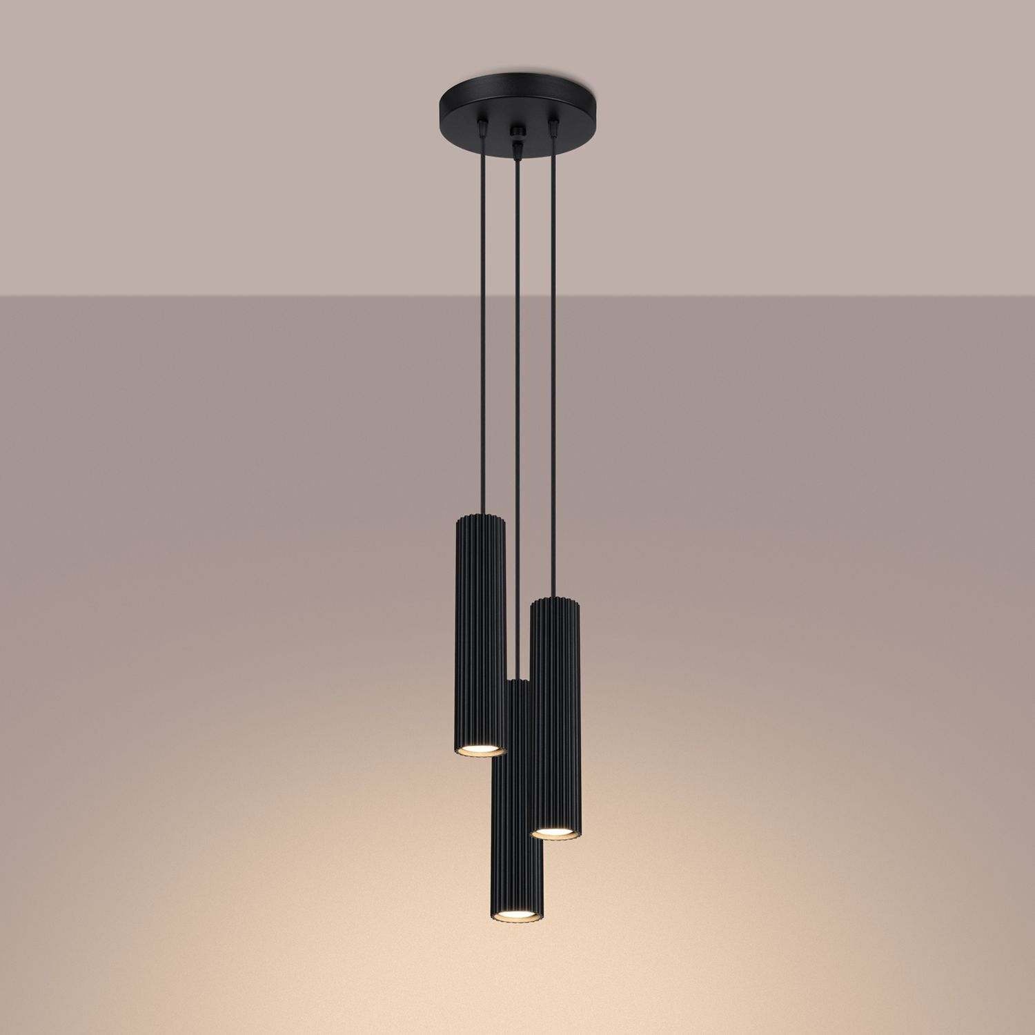 Suspension Noir 3x GU10 étroit Ø 19,5 cm Alu Moderne