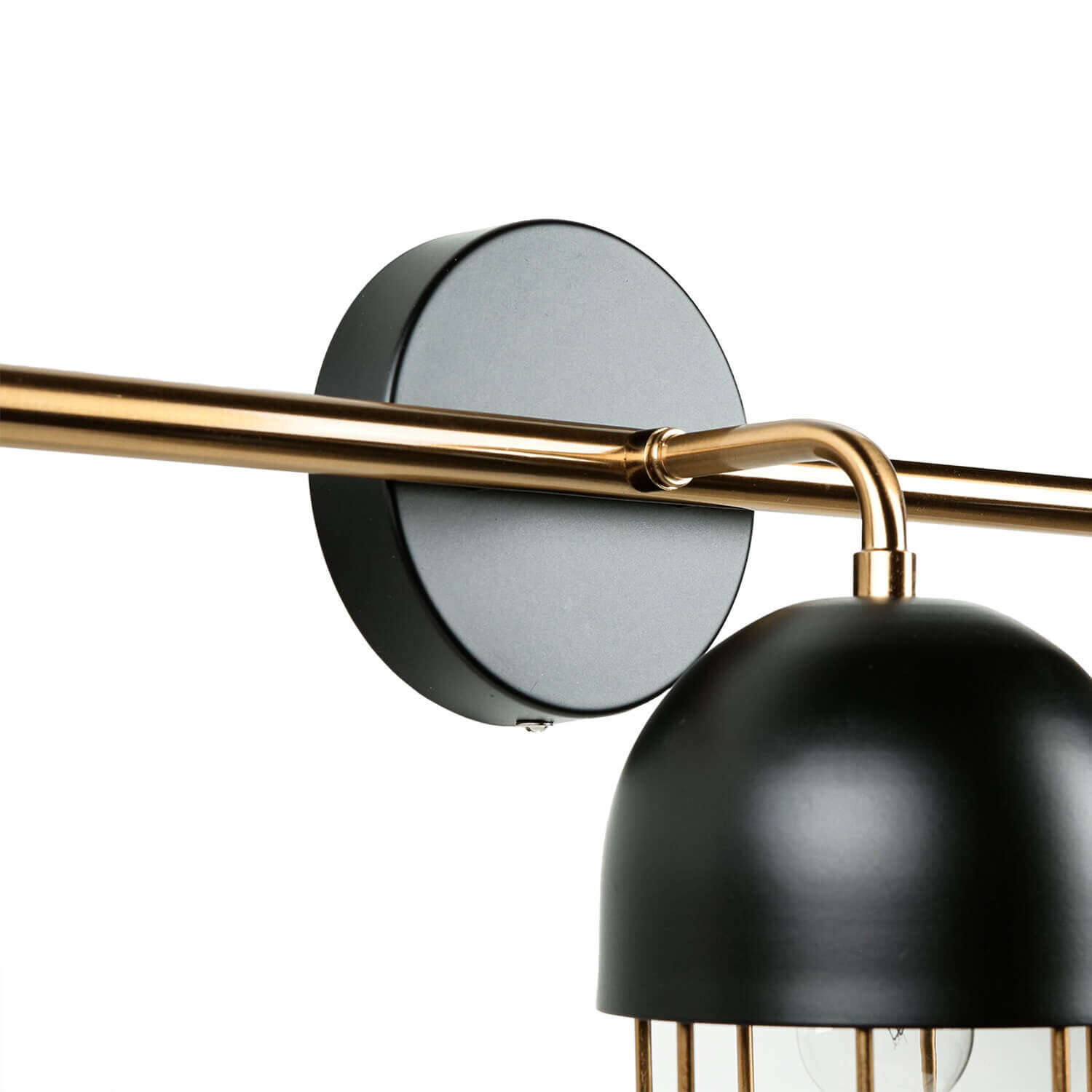 Wandleuchte Metall Loft Design in Schwarz Gold QUINN Lampe