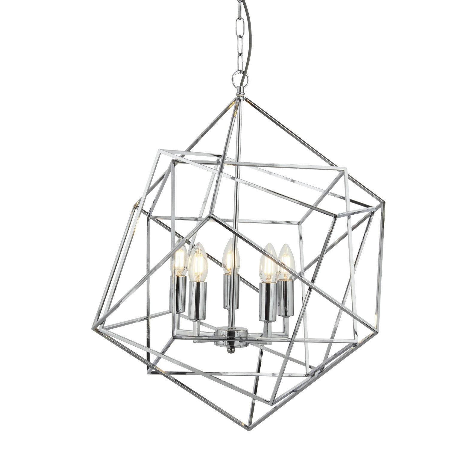 Lampe à suspendre Métal Moderne 5-flamme E14 Chrome