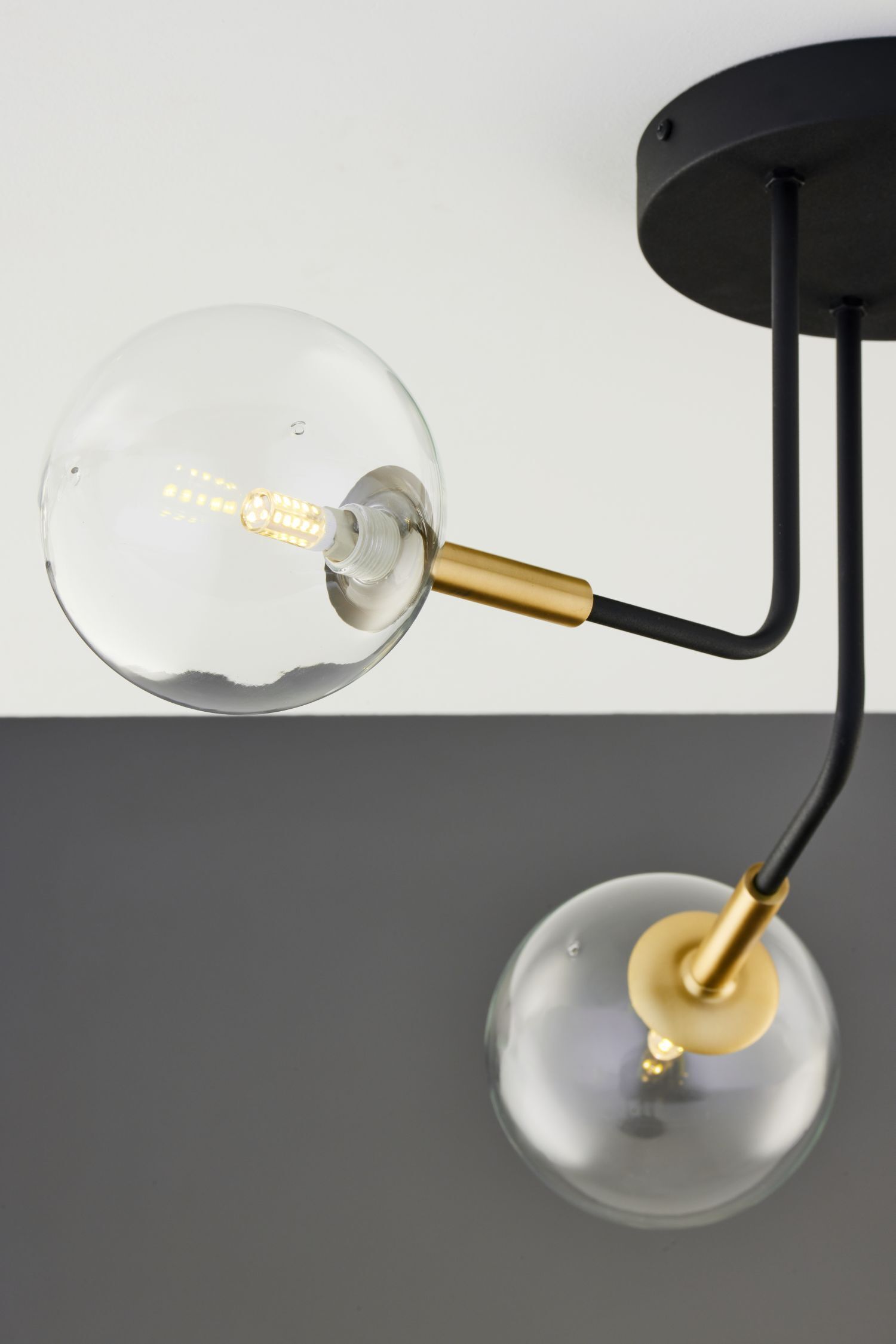 Plafonnier 3 flammes métal verre noir or G9 Lampe, Licht, Beleuchtung