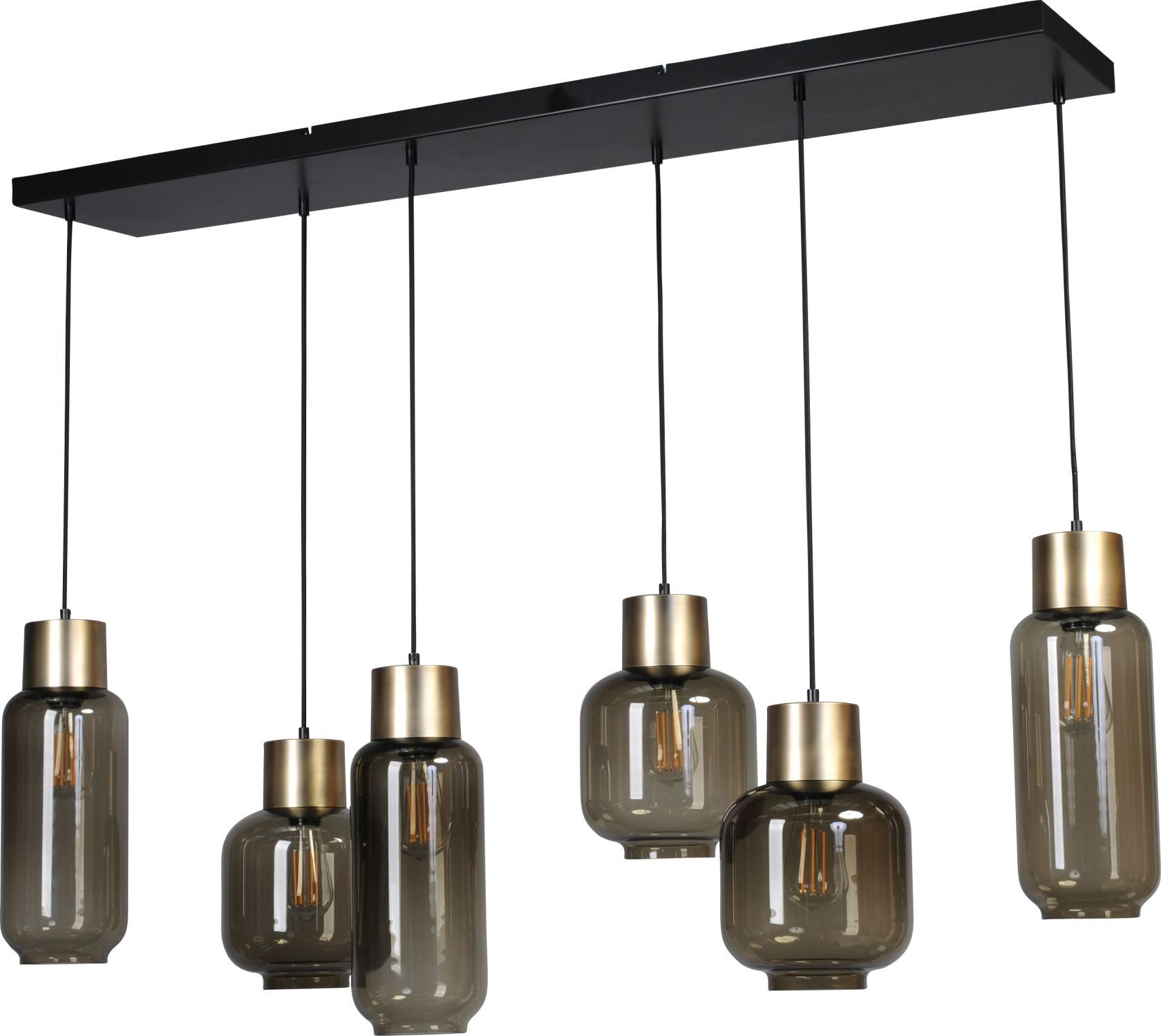 Lampe à suspendre 130 cm de long 6-flamme E27 verre métal