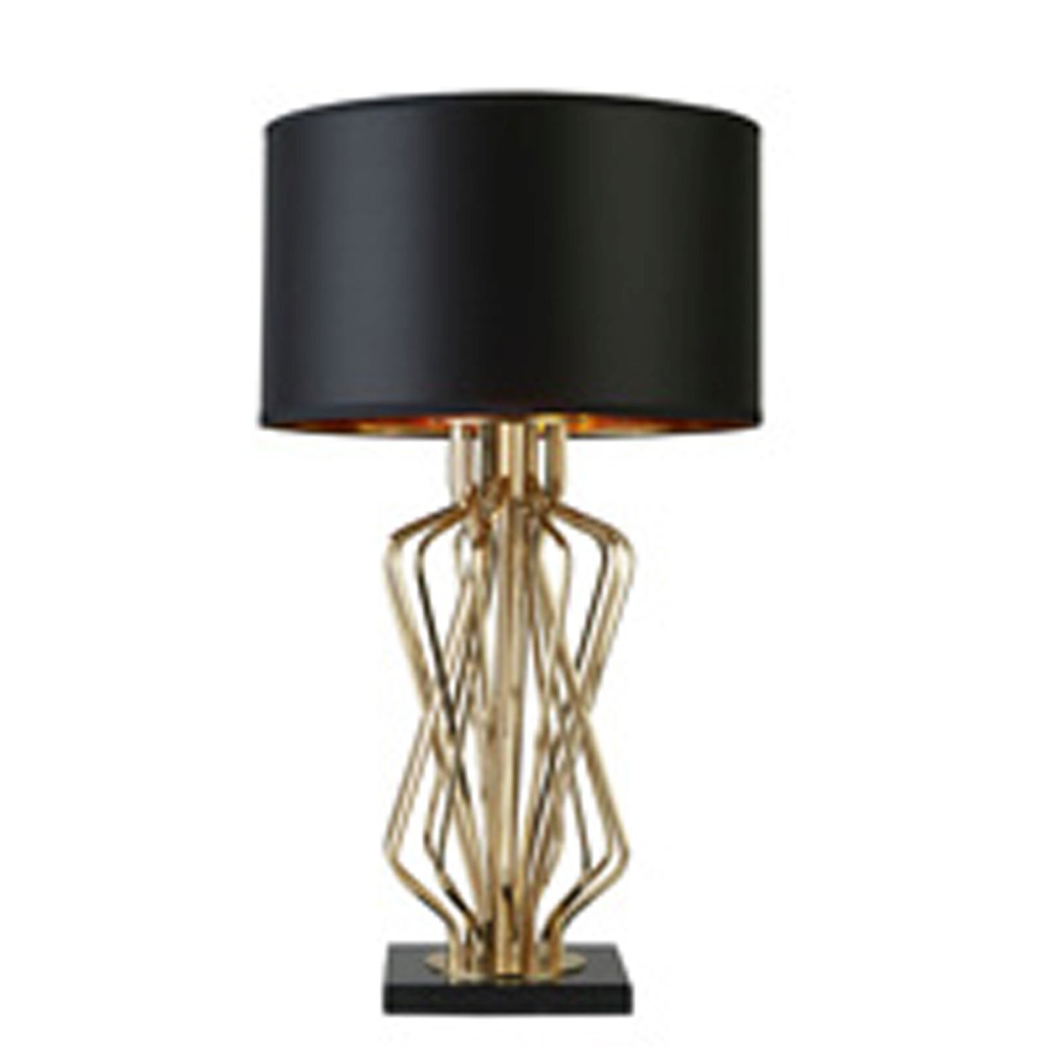 Lampe de table or noir hauteur 72 cm E27 métal satiné