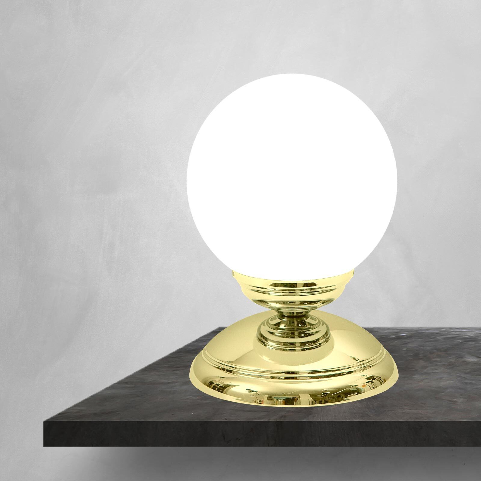 Lampe de table verre laiton H : 17,5 cm Abat-jour sphérique E14 petit