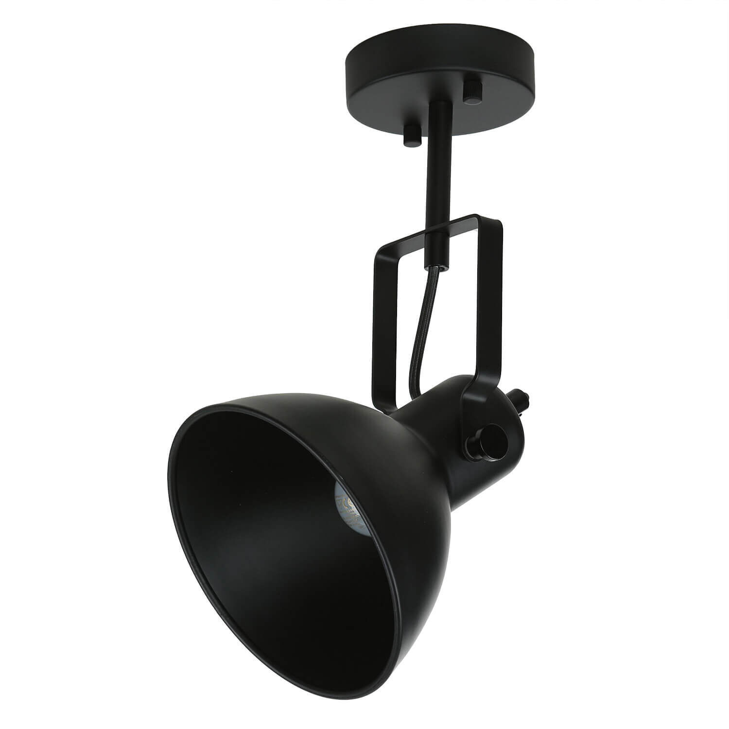 Spot lampe noir métal rond rétro DALLAS