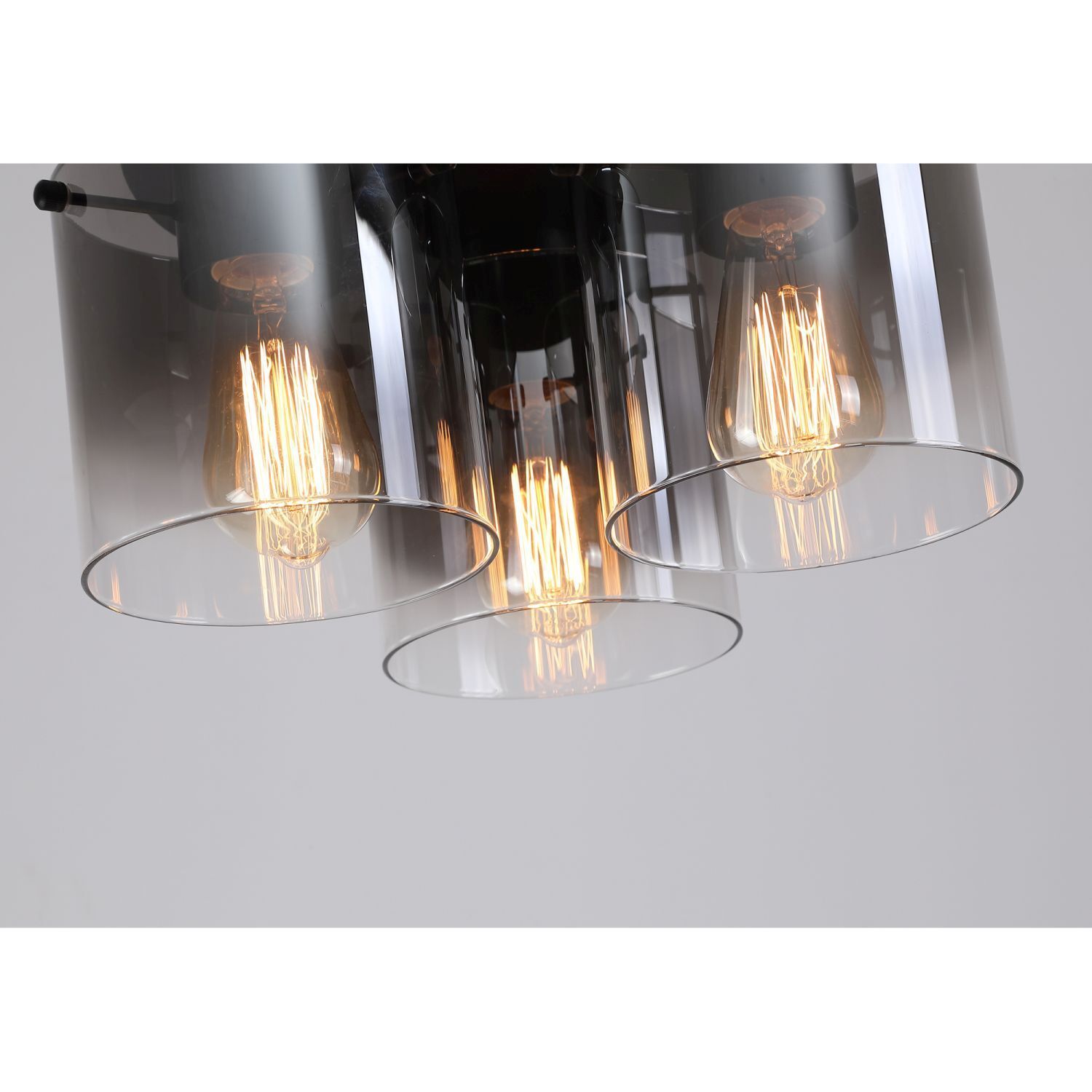 Lampe de plafonnier verre métal noir gris fumé 3 flammes
