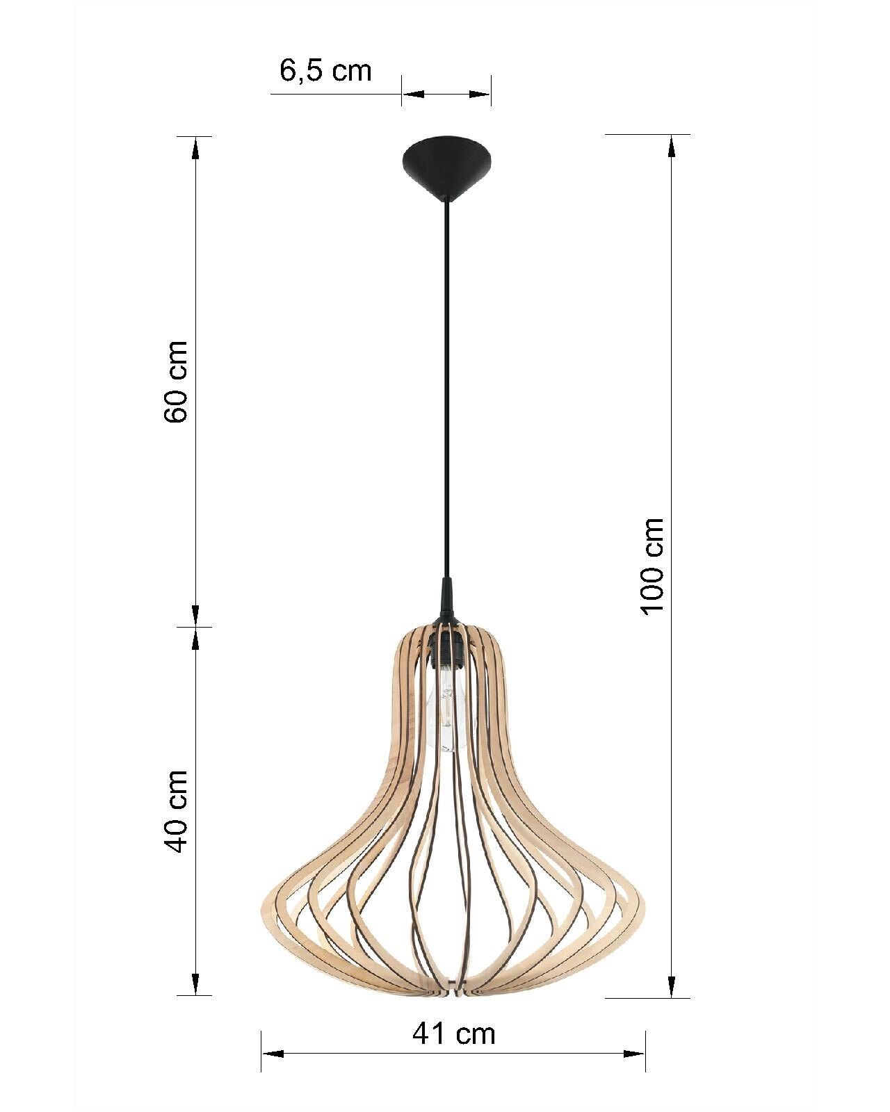 Lampe à suspendre en bois LILAH Ø40cm confortable E27 table à manger