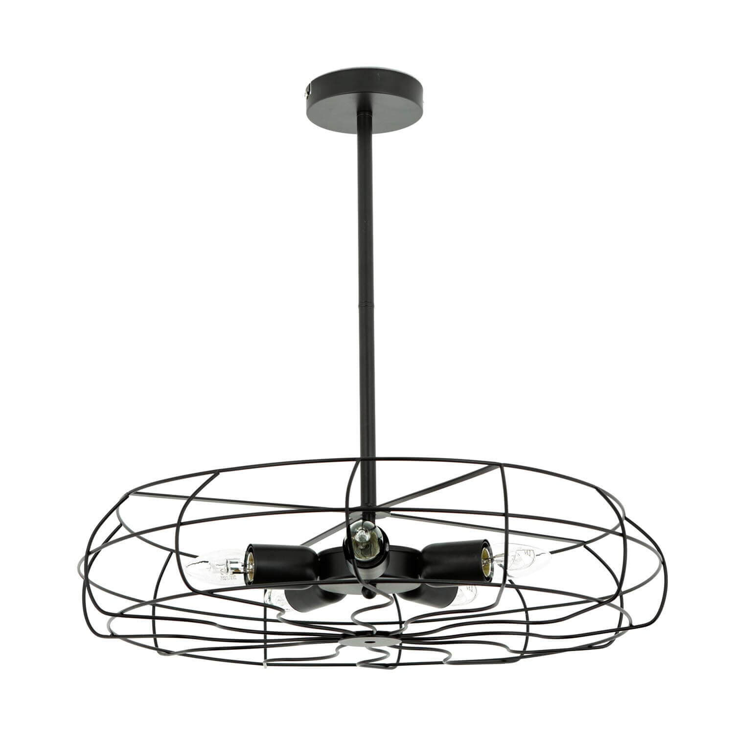 Deckenlampe Metall Schwarz Ø 56 cm 5x E27 Retro Leuchter, Lampe, Deckenventilator, Gerät, Elektrisches Gerät
