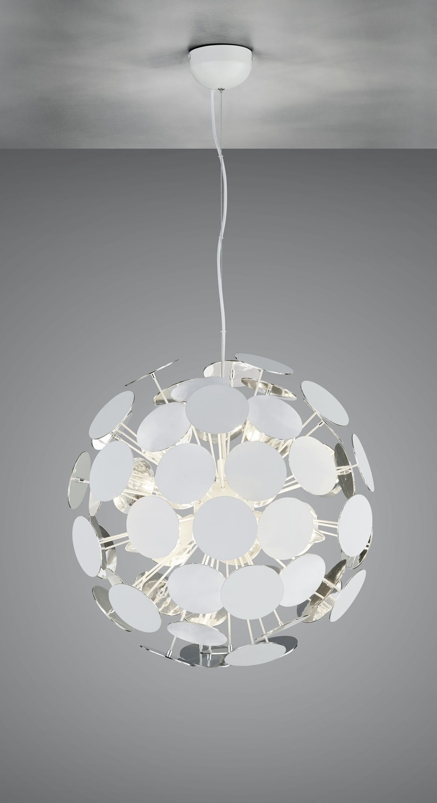 Stilvolle Hängelampe Metall Weiß Ø54 cm E14 6-flammig Deckenleuchte, Kronleuchter, Lampe
