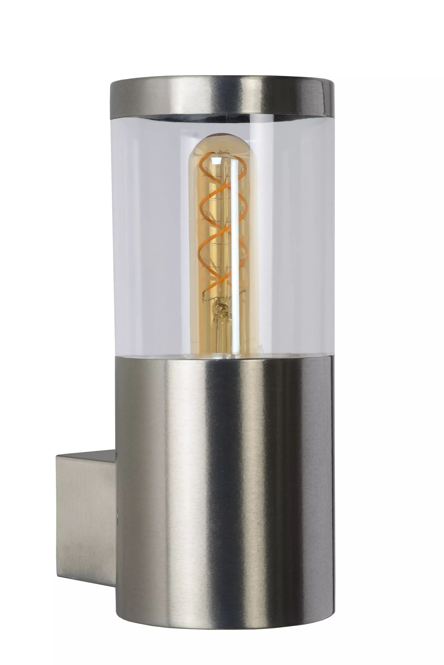 Lampe murale extérieure acier chromé IP44 H:23 cm E27 Balcon