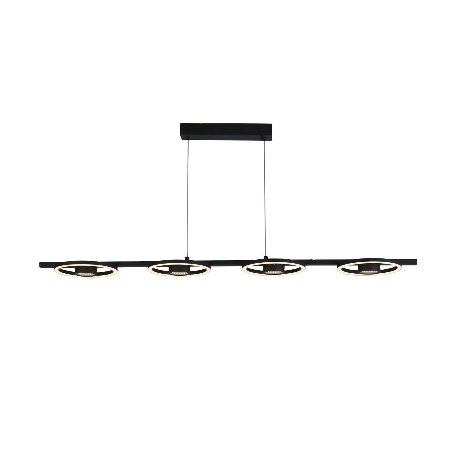 Suspension LED élégante Métal Noir 3000 K Anneaux