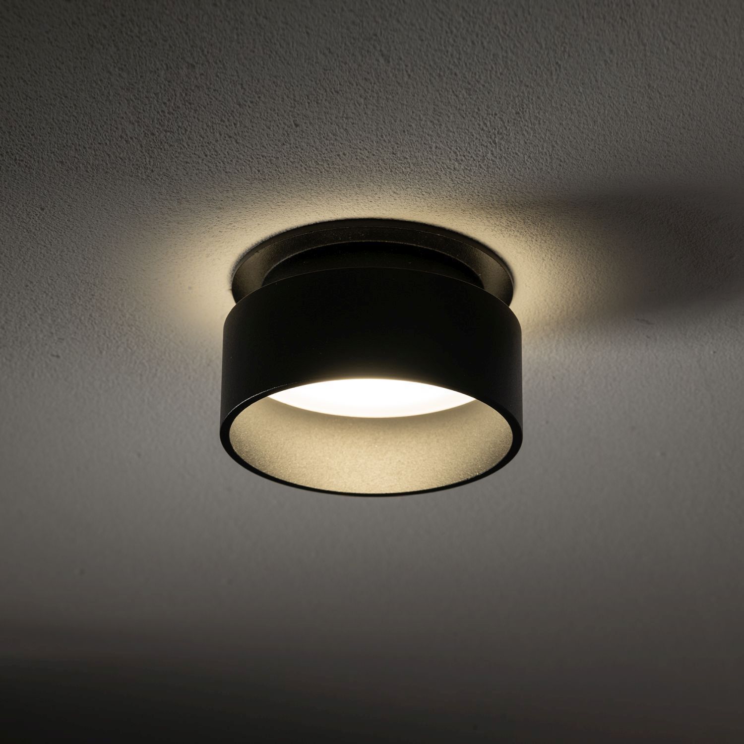 Luminaire encastré noir aluminium GU10 Ø8 cm rond apparent