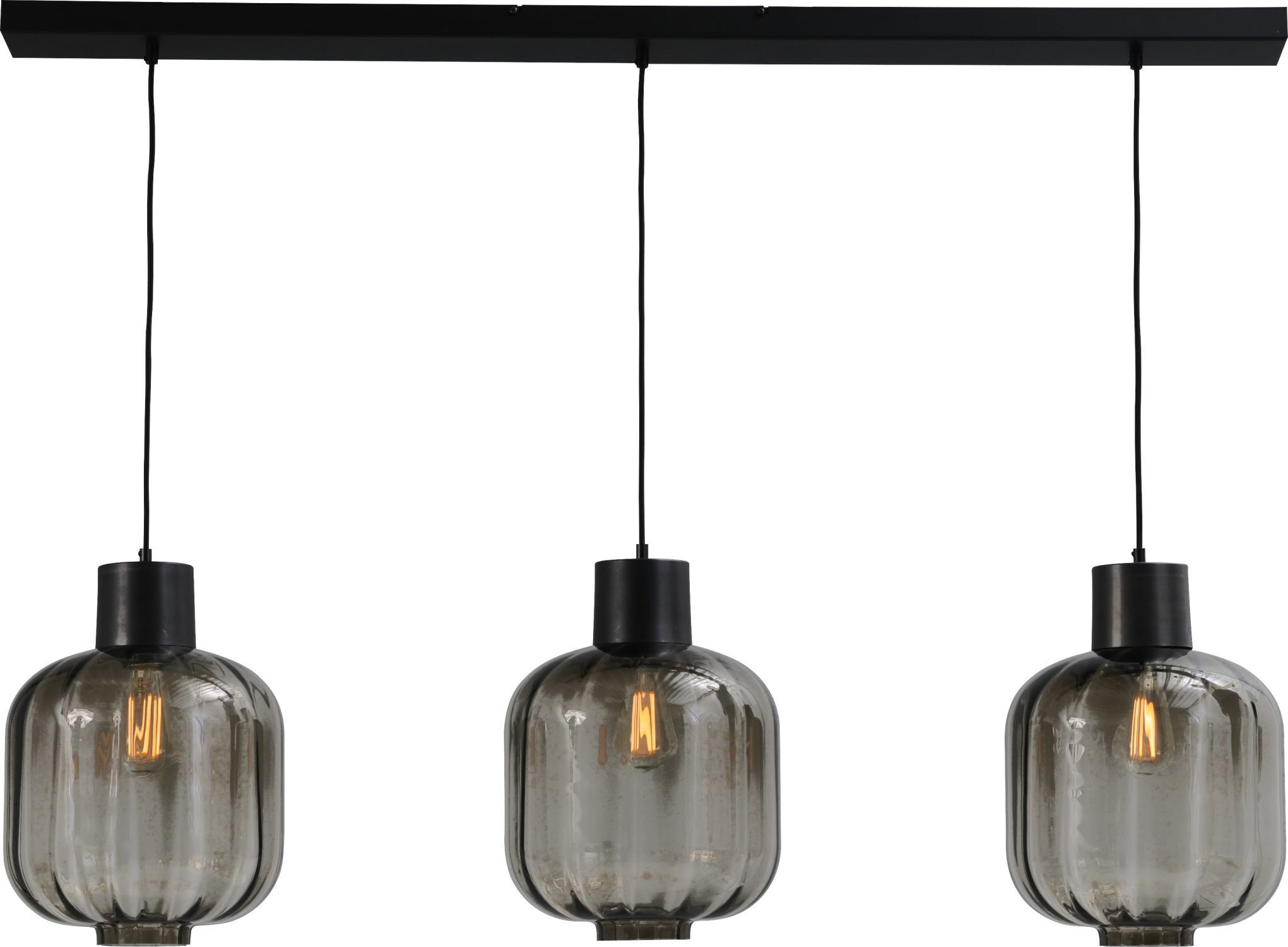 Lampe à suspendre noire 3 flammes verre métal réglable