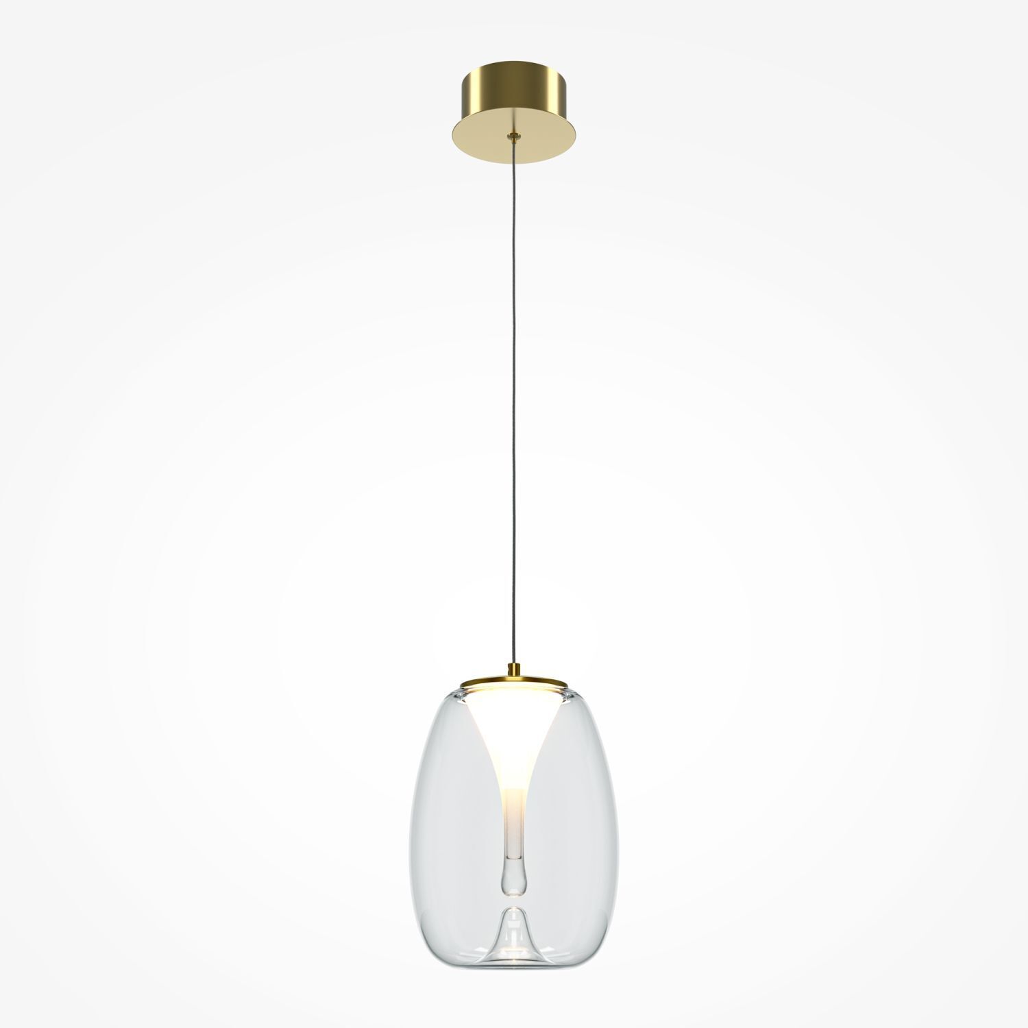 LED Hängelampe Aluminium Glas D: 20 cm rund in Gold Lampe, Leuchte