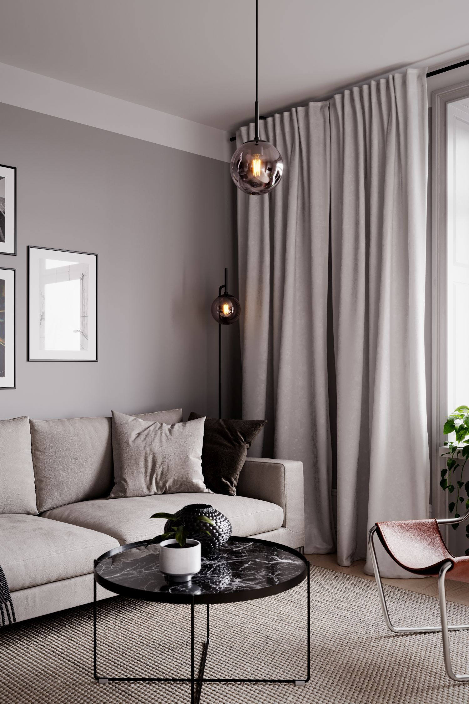 Pendelleuchte Kugelschirm Rauchglas 18 cm breit E27 Retro Wohnzimmer, Sofa, Vorhänge, Couchtisch, Stehleuchte