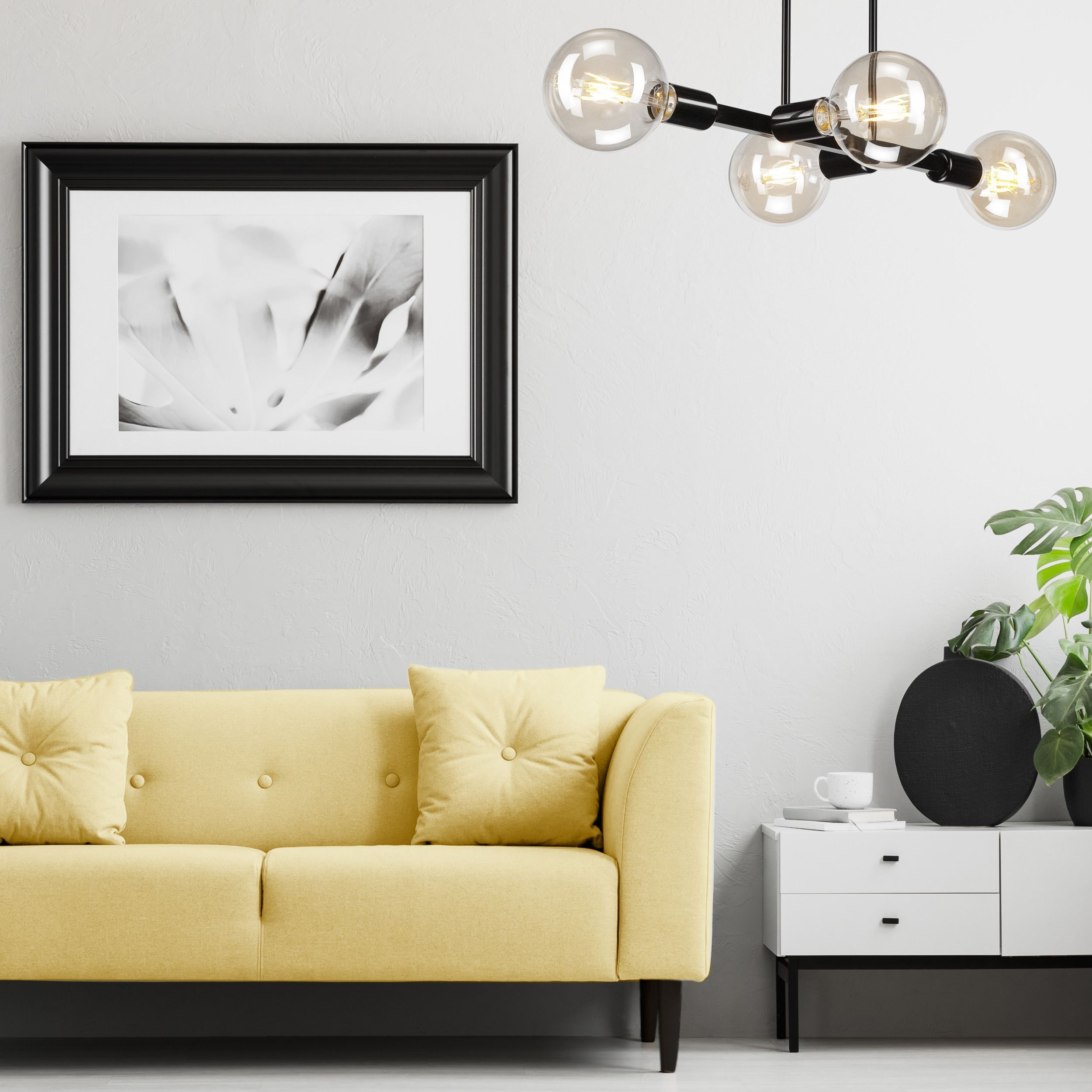 Lampe de plafonnier salon métal noir pour 8x E27 Wohnzimmer, Couch, Lampe, Dekoration für Zuhause, Kissen