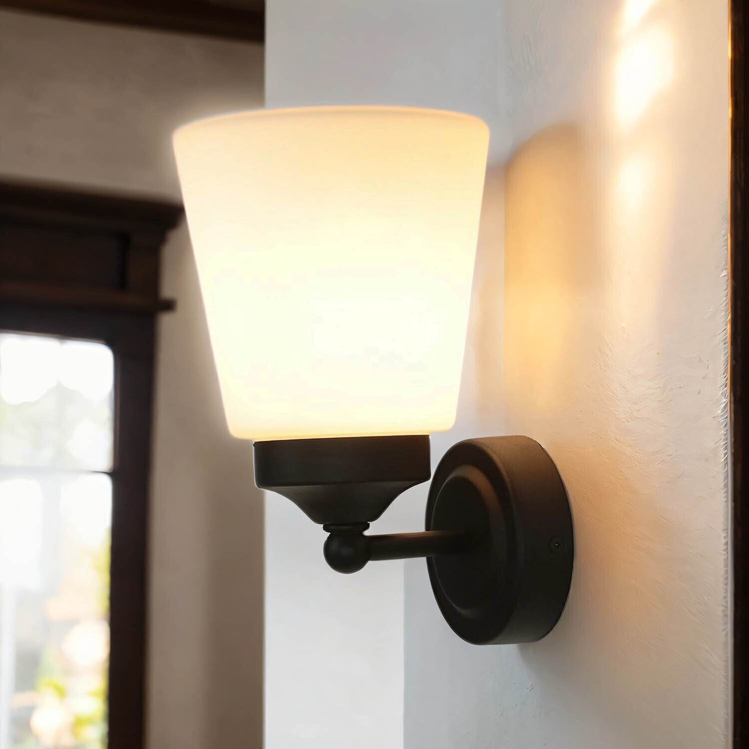 Wandleuchte Badezimmer Weiß Schwarz Metall IP44 Lampe