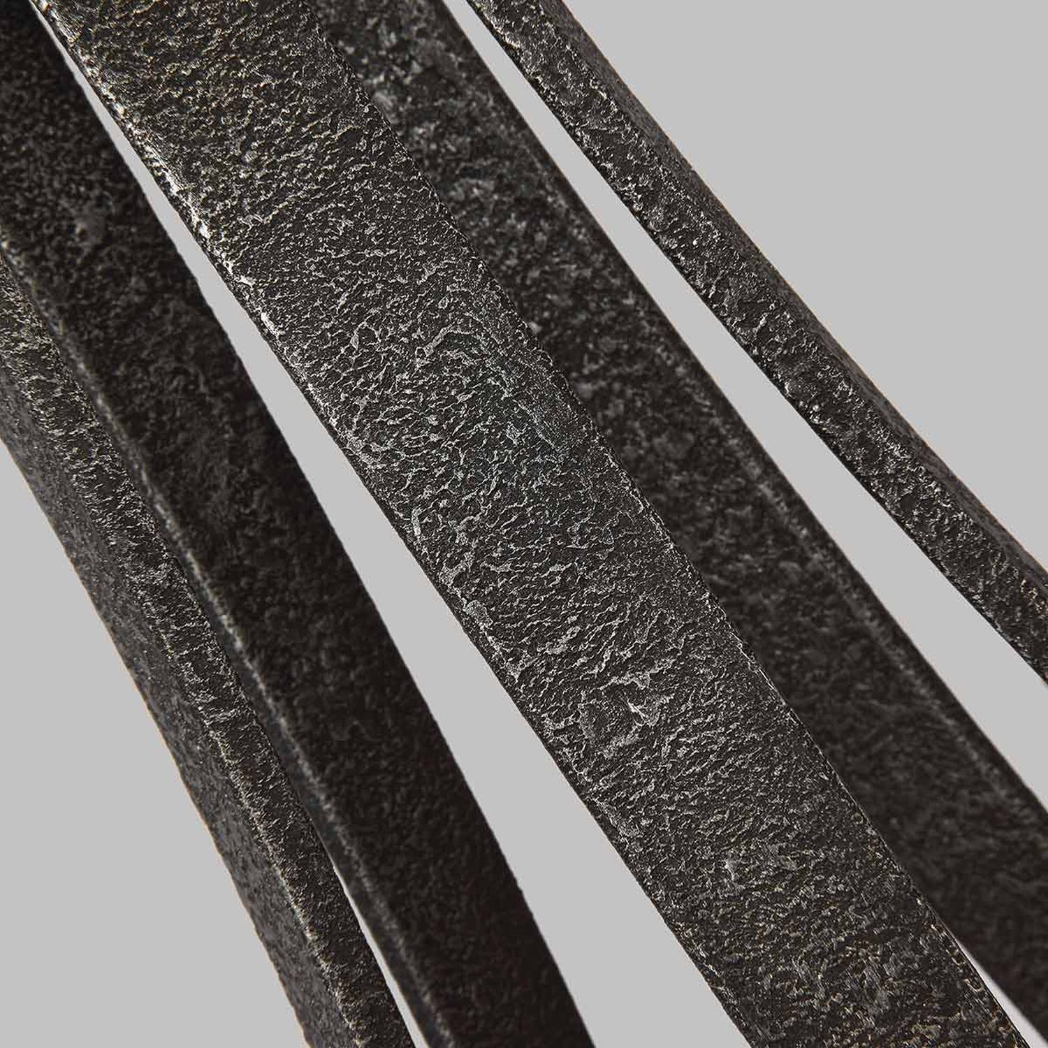 Kronleuchter Metall Glas D: 61 cm rund Rustikal metalltextur, schwarze streifen, stahl, lederoptik, ringenelement