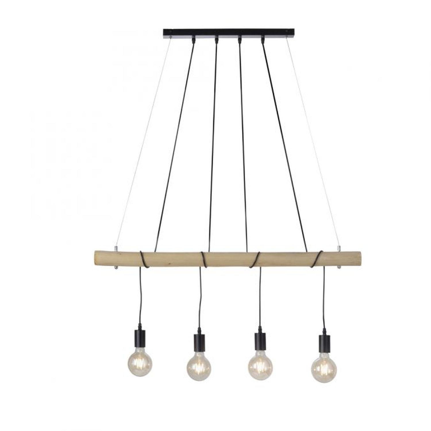 Suspension longue poutre en bois 100 cm incl E27 2700 K